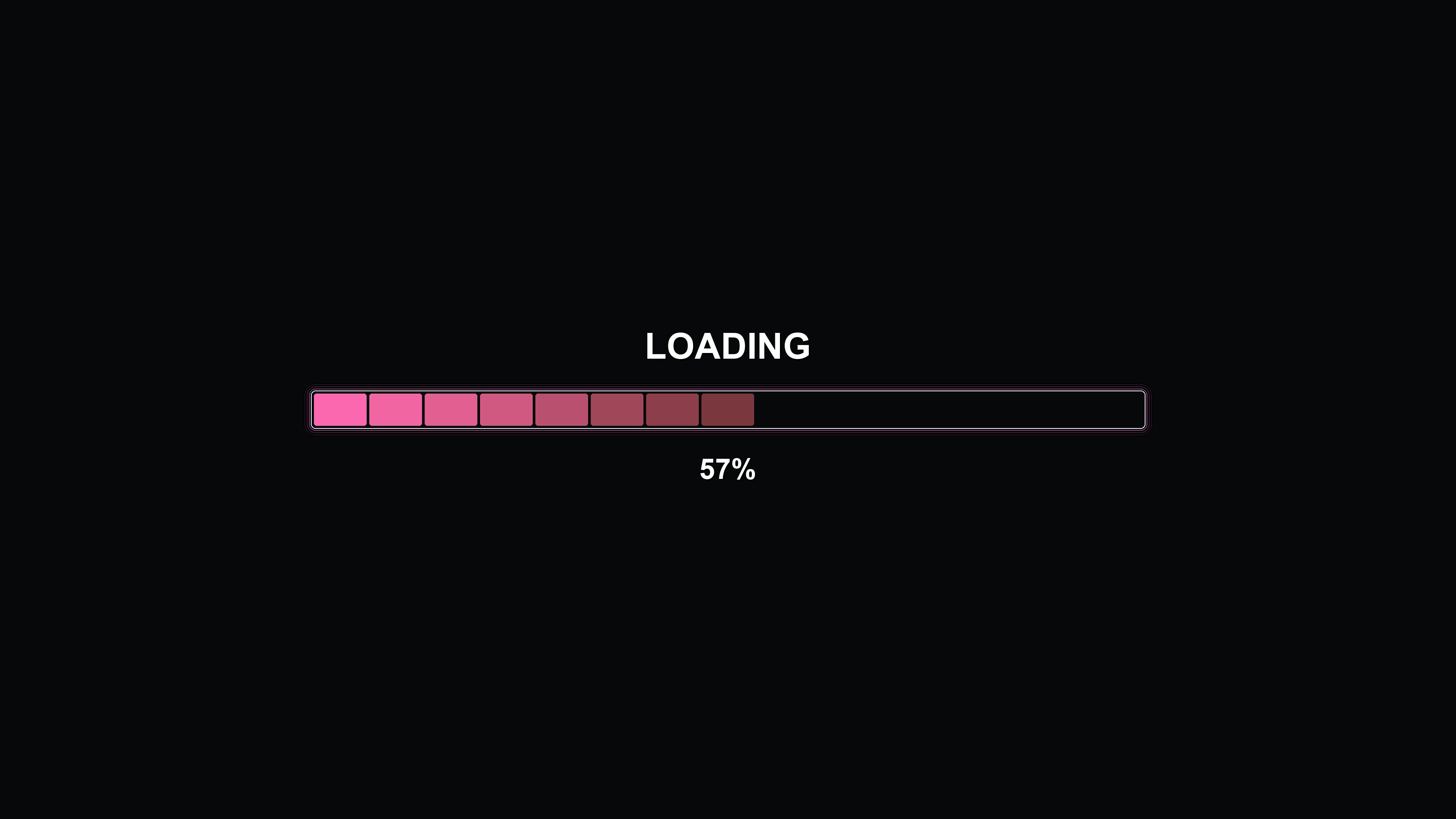 Stylish modern progressbar animation with vibrant colors that shows loading status and full completion in a simple design