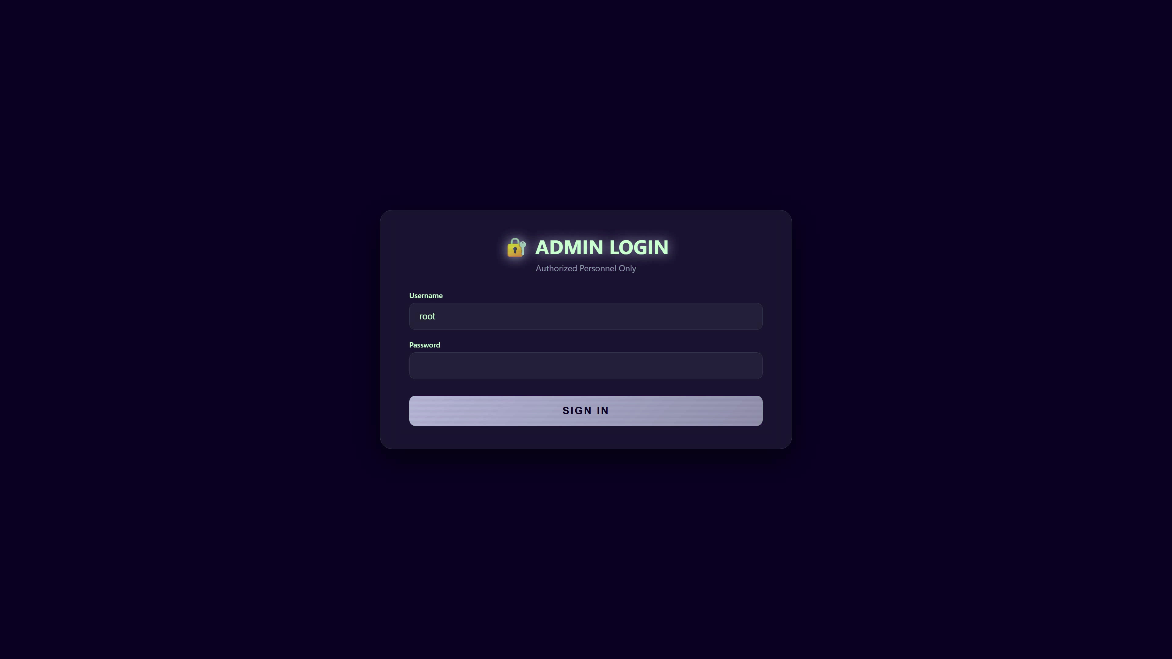 Admin computer login screen shows animation of hacking activity during user authentication process on a dark background