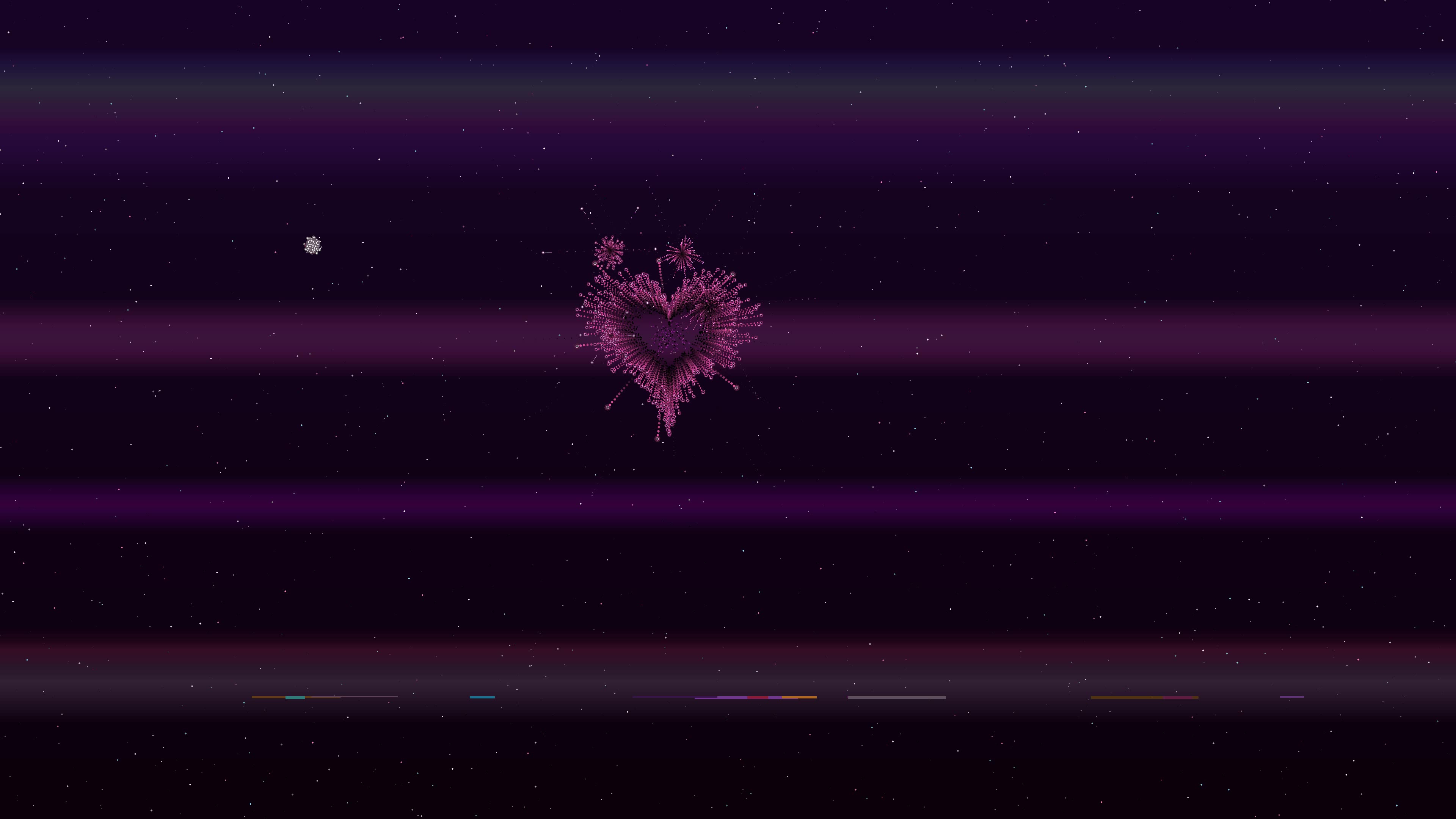 Fireworks light up the night sky with hearts in the background for a festive celebration of love on Valentines Day