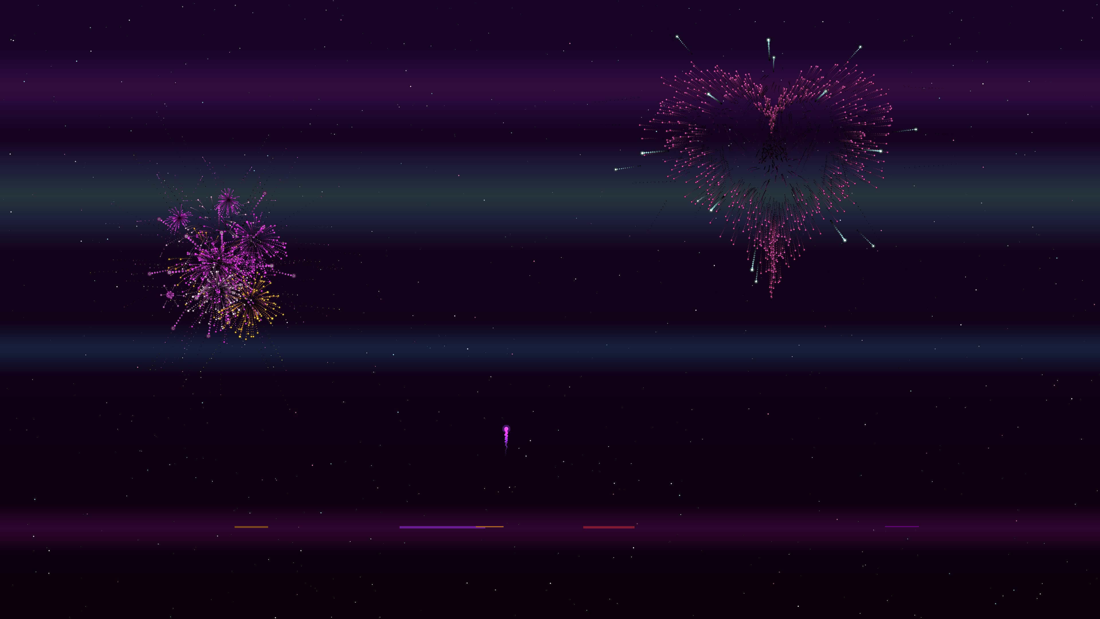 Fireworks display for Valentines Day celebration creating heart shapes in the sky during evening hours