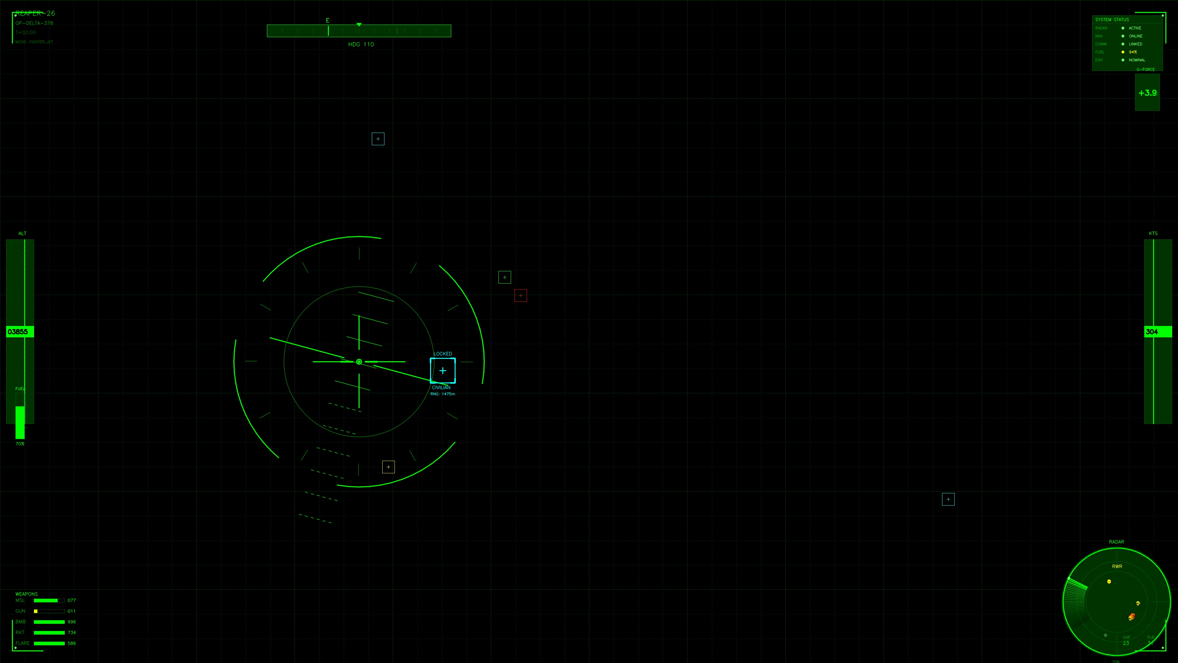 Military gui war stock footage for science fiction production featuring hud animation in dark setting