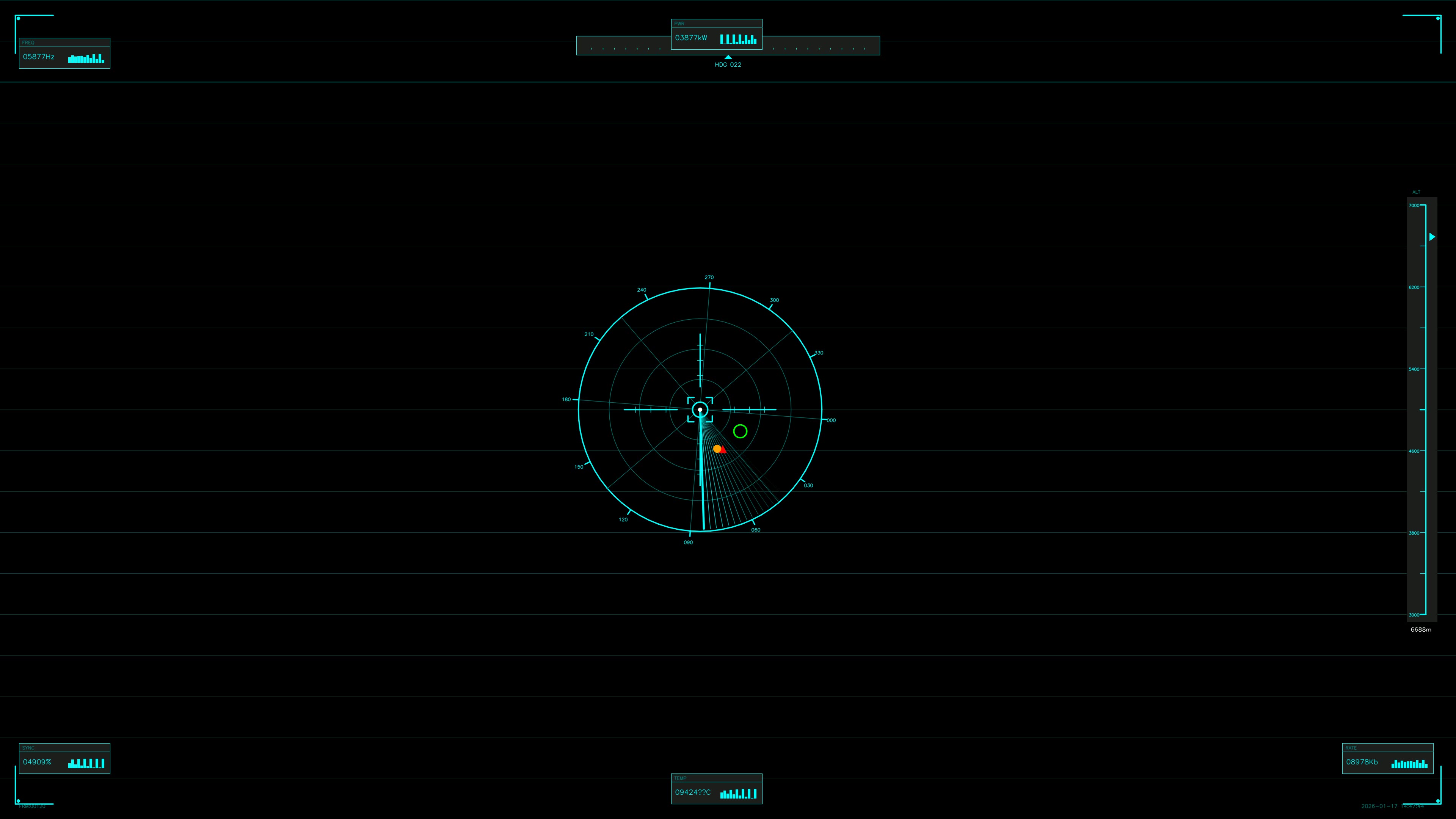 Military gui war stock footage hud animation for science fiction production with radar display and interface elements in dark setting