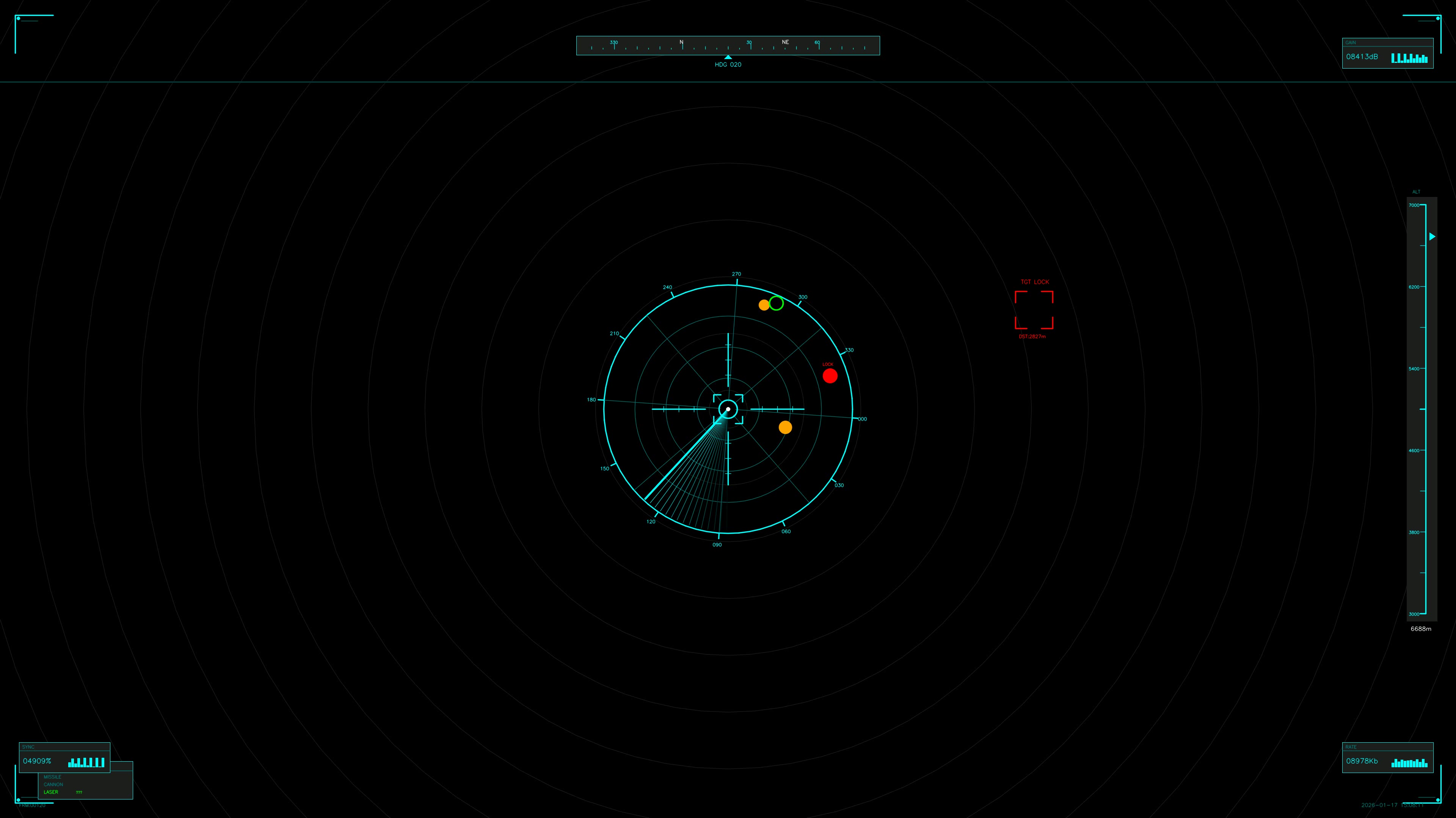 Military gui war stock footage hud animation for science fiction production with radar design showing movement in a dark environment