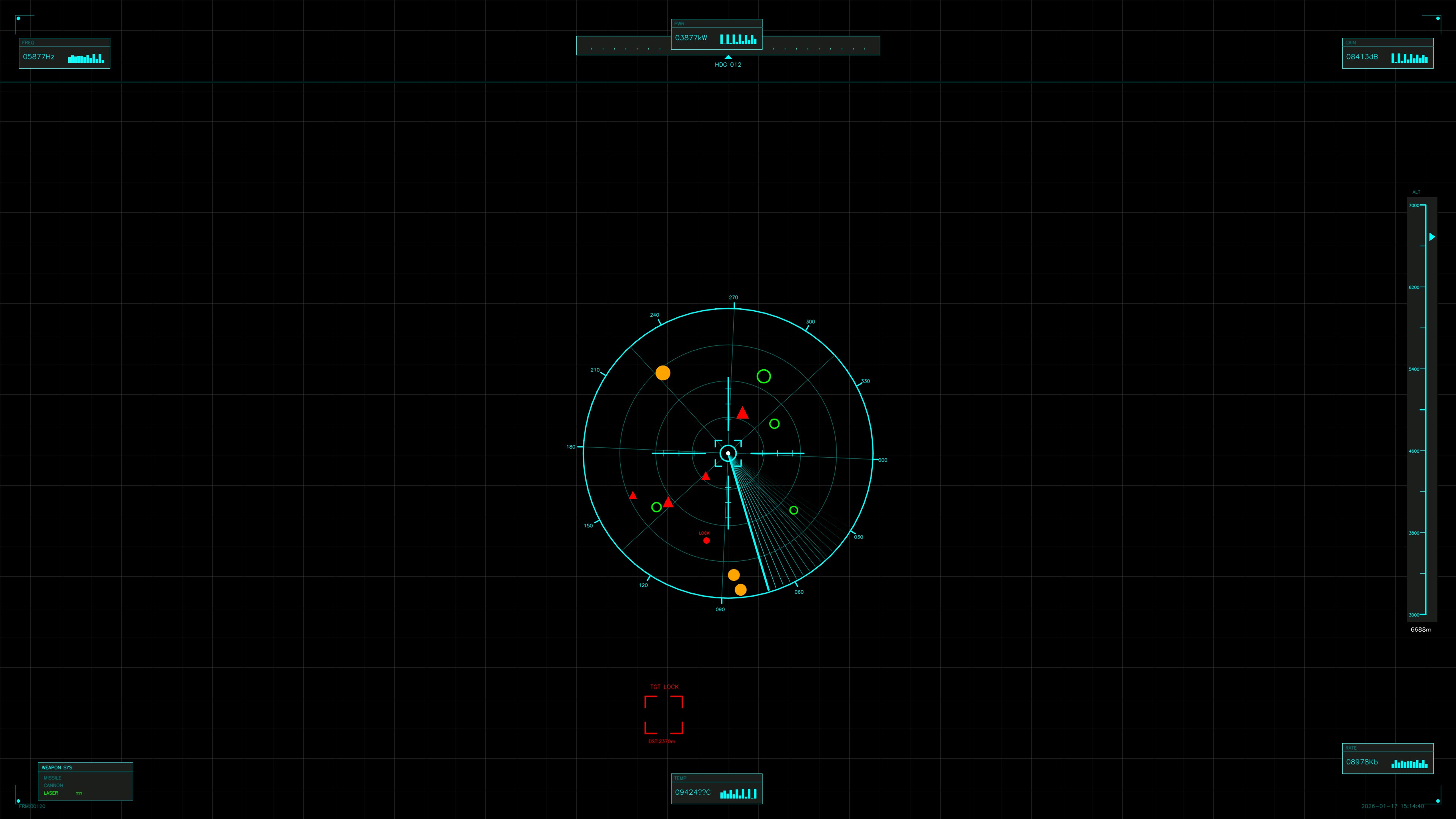 Military gui war stock footage with hud animation for science fiction production in digital format