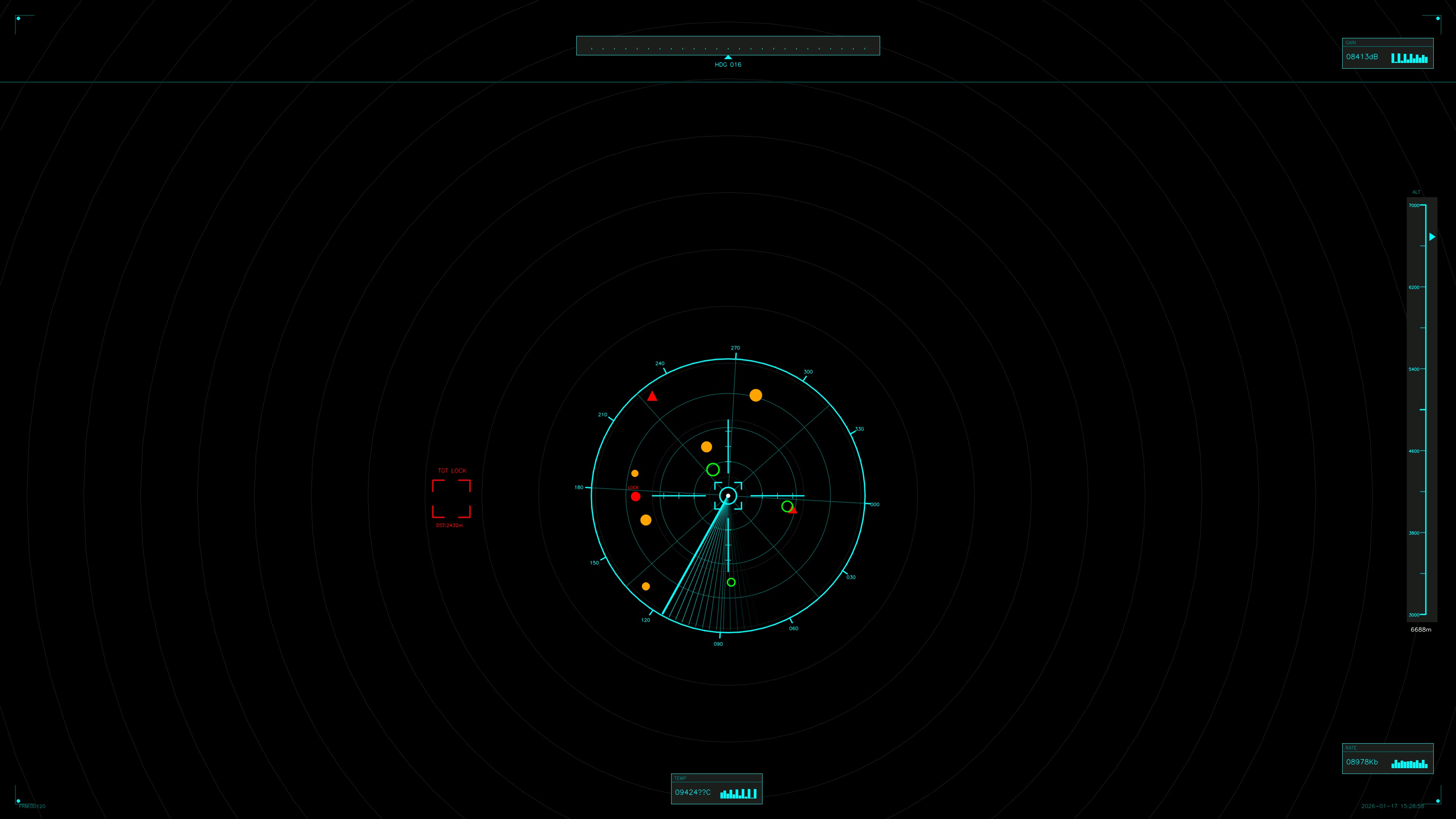 Military gui war stock footage hud animation for science fiction production with radar and target indicators