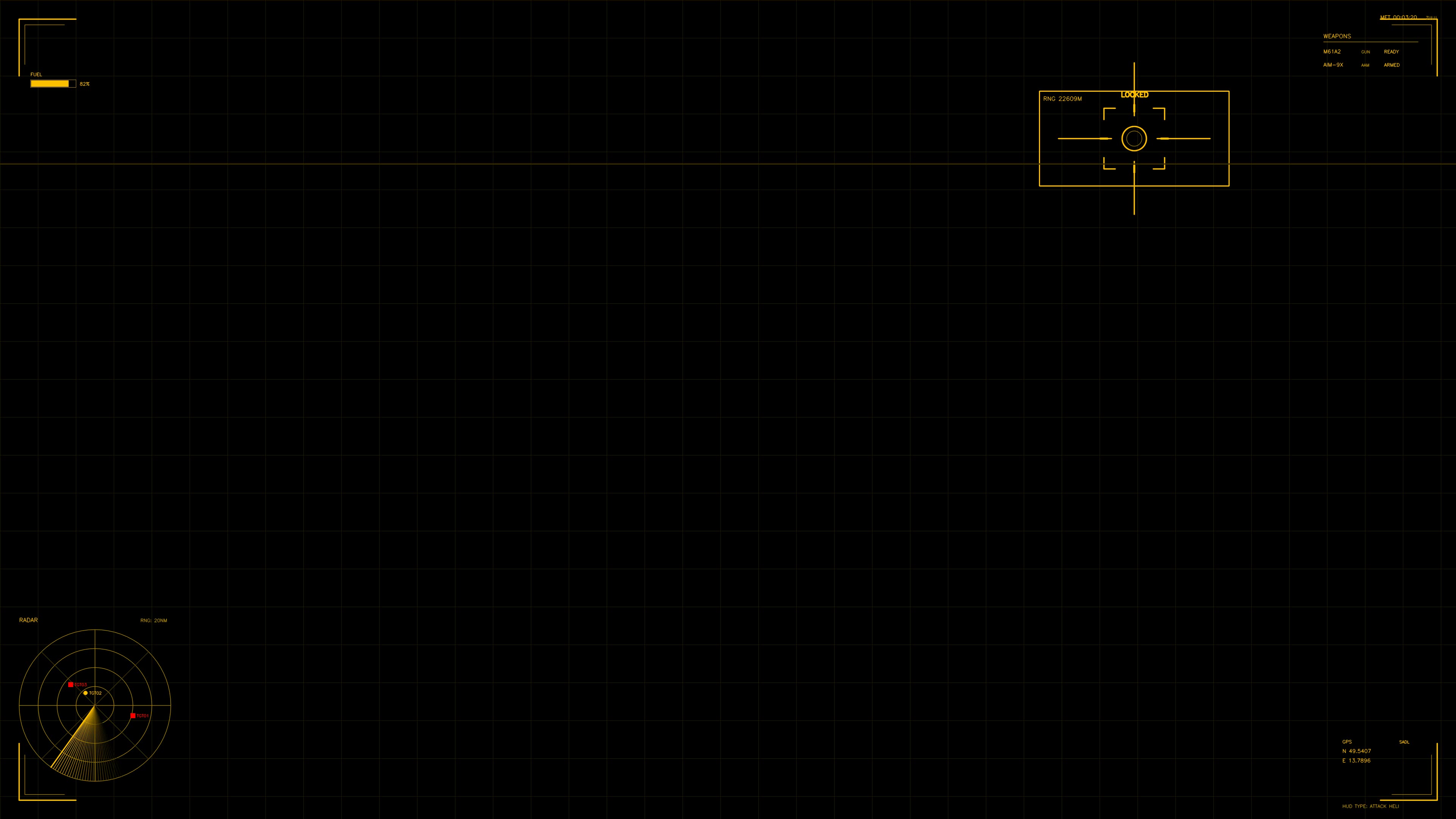 Military GUI war stock footage HUD animation for science fiction production demonstrating radar and targeting systems