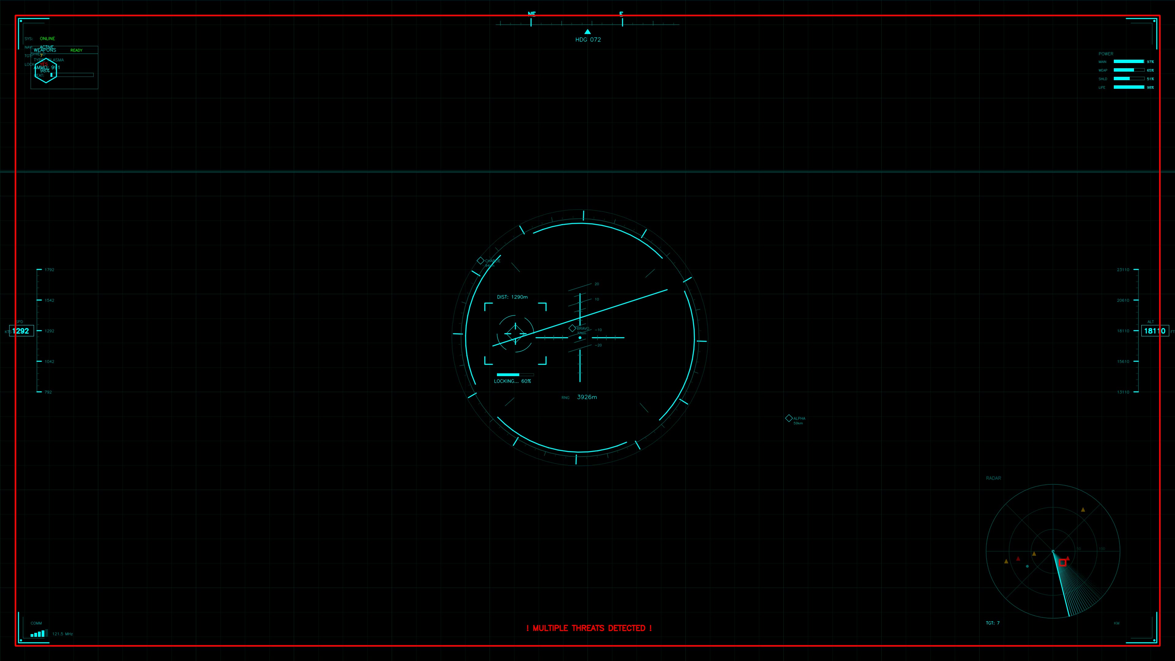 Military gui war stock footage hud animation used in science fiction production featuring radar and targeting display