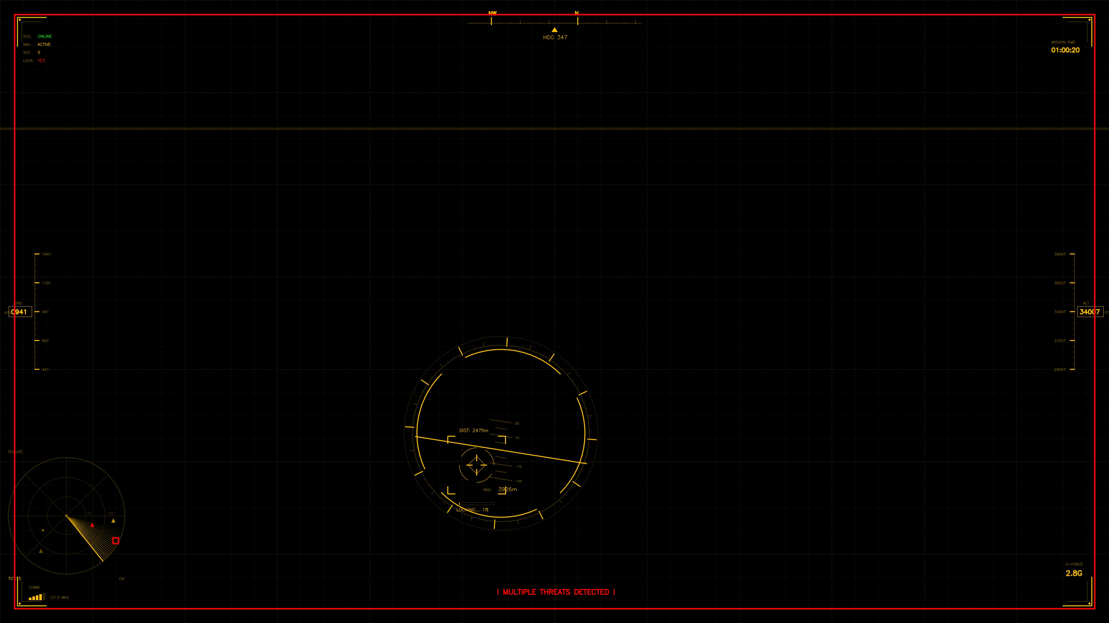 Military gui war stock footage with hud animation for science fiction production in dark setting