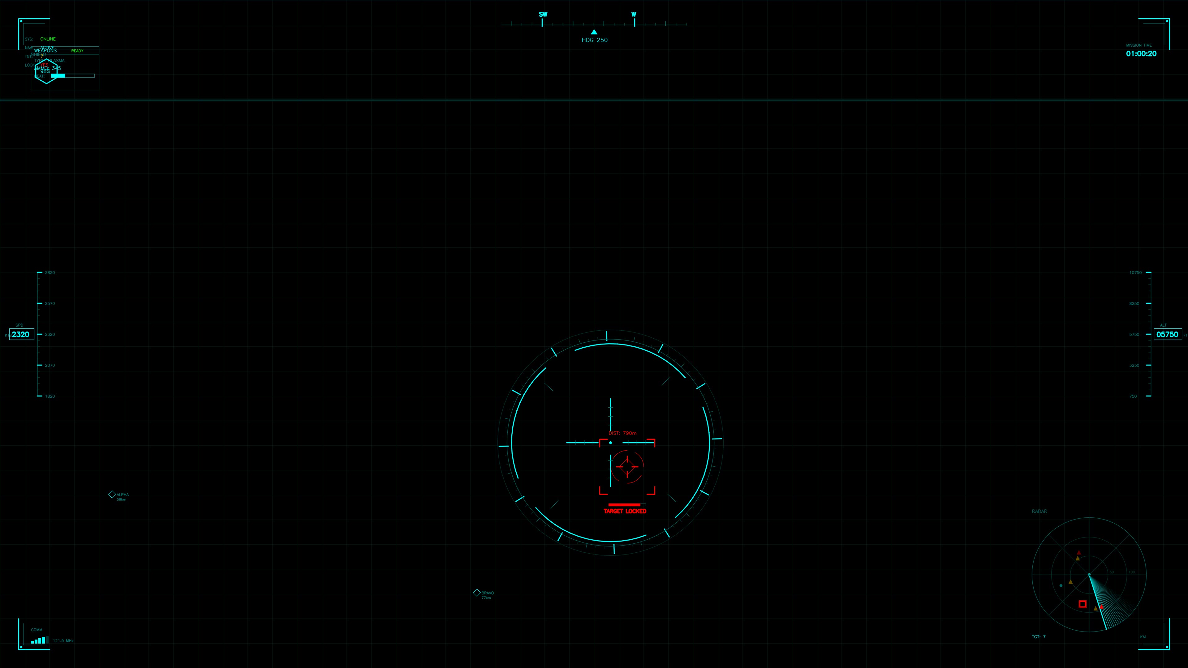 Military gui war stock footage hud animation for science fiction production showing targeting system at night