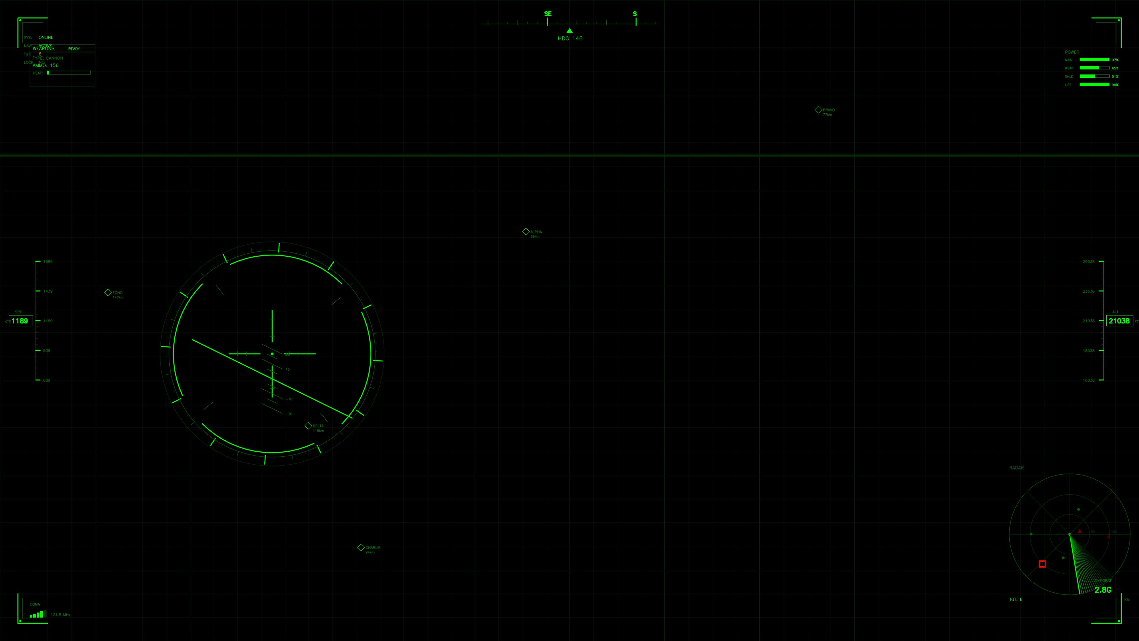Military GUI war stock footage hud animation for science fiction production with details on targeting and navigation systems