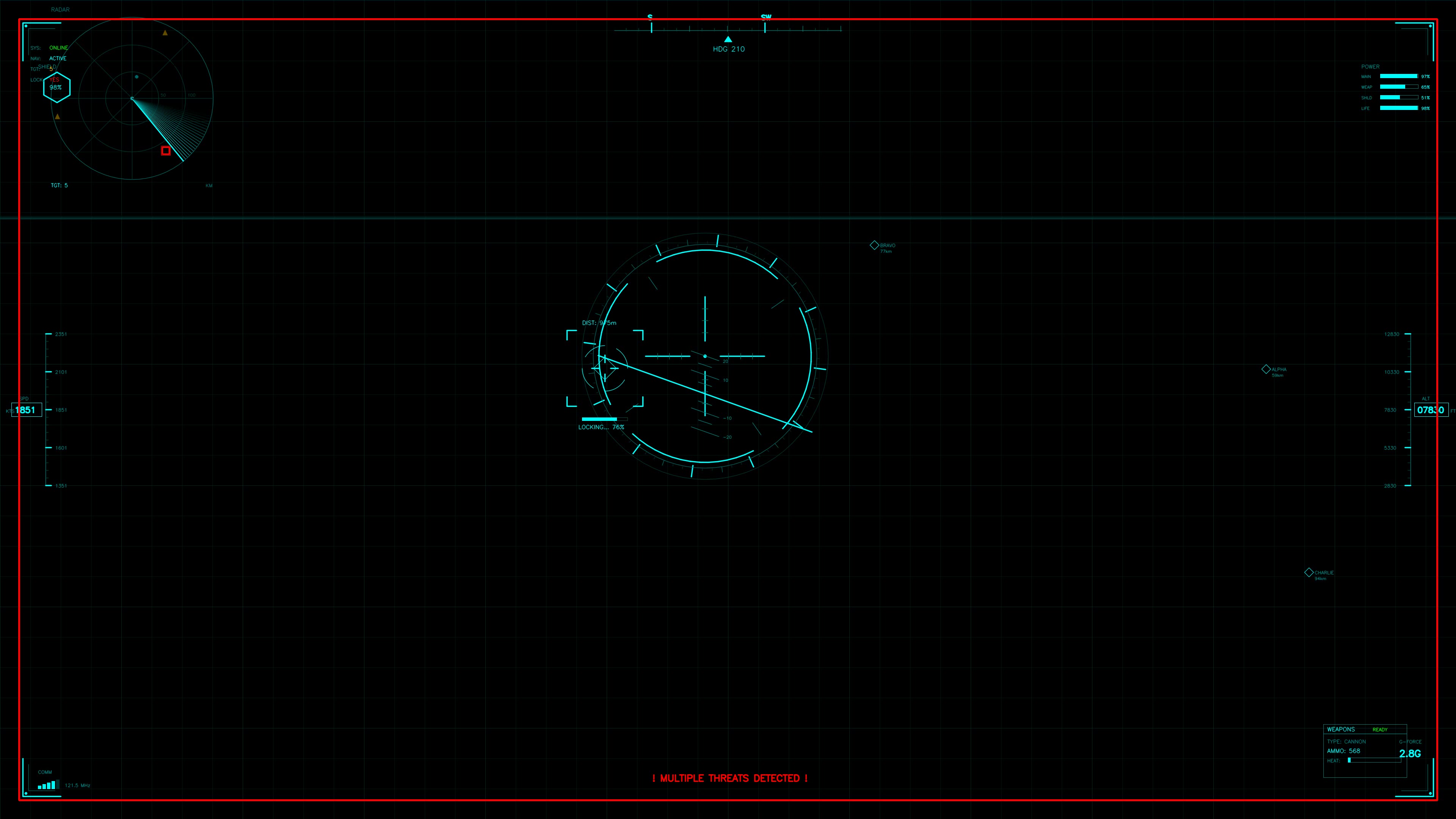 Military gui war stock footage hud animation for science fiction production with clear displays and tracking elements in dark design