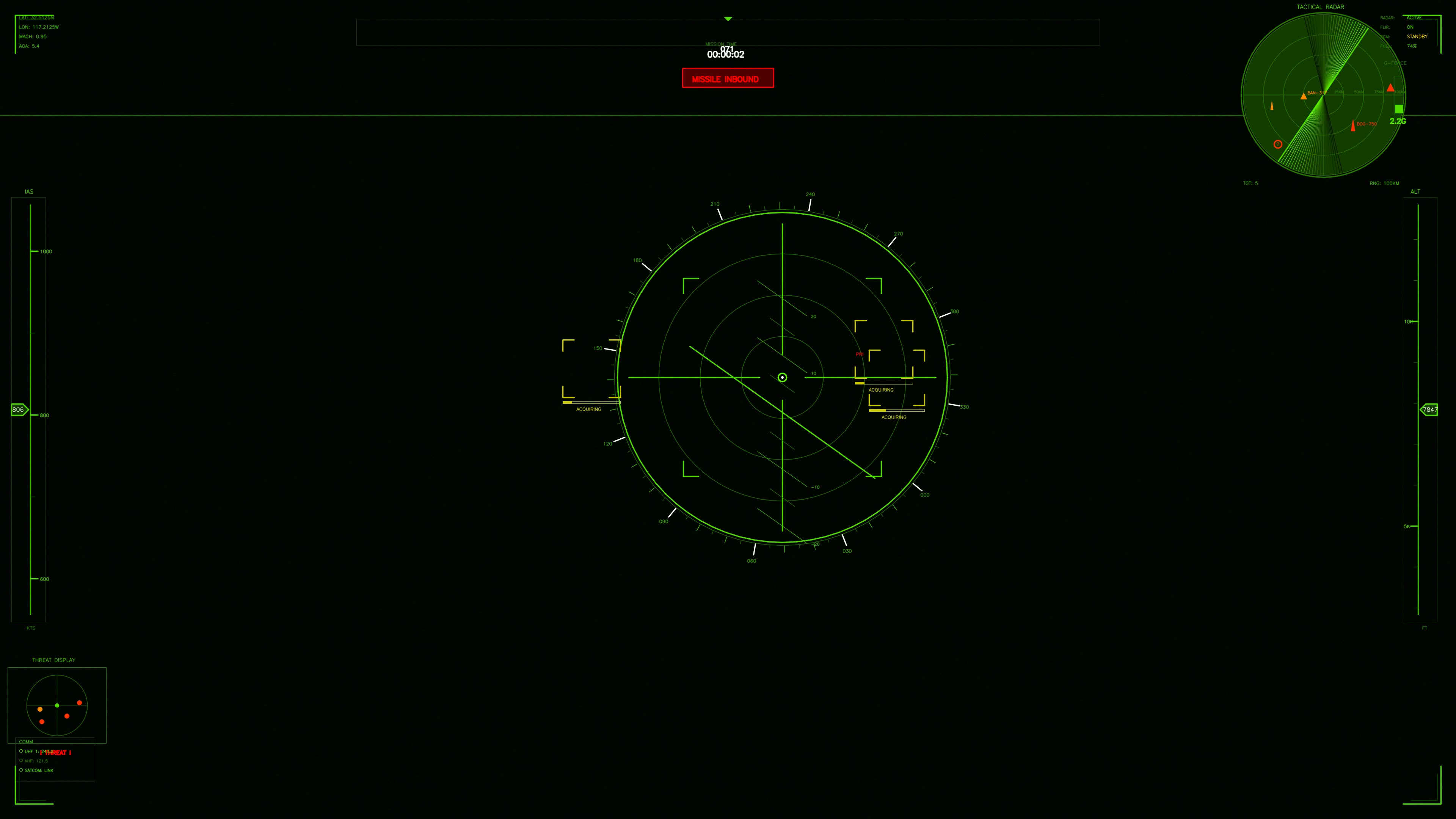 Military gui war stock footage showing hud animation for science fiction production in dark setting