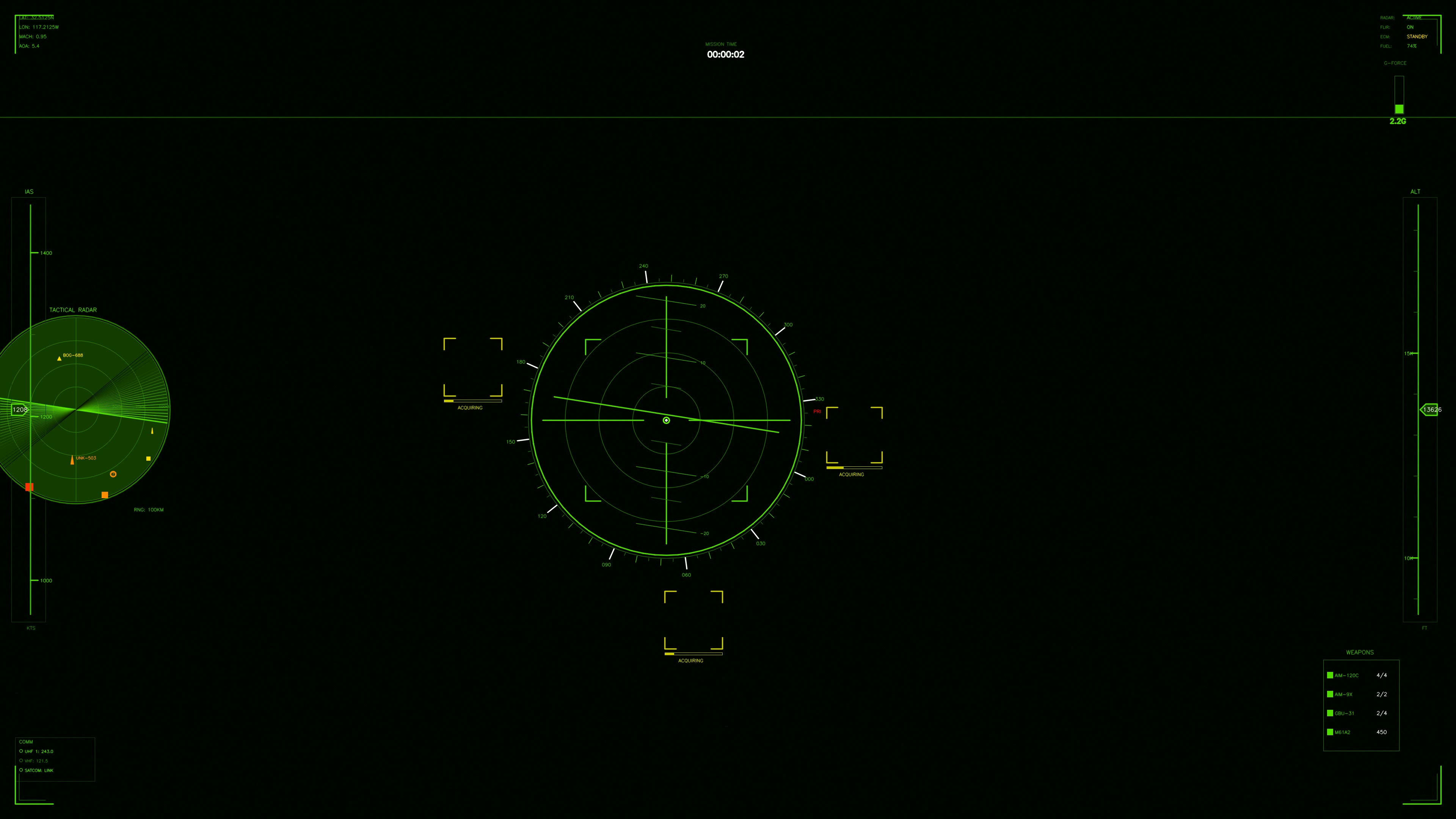 Military gui war stock footage in green digital display for science fiction production