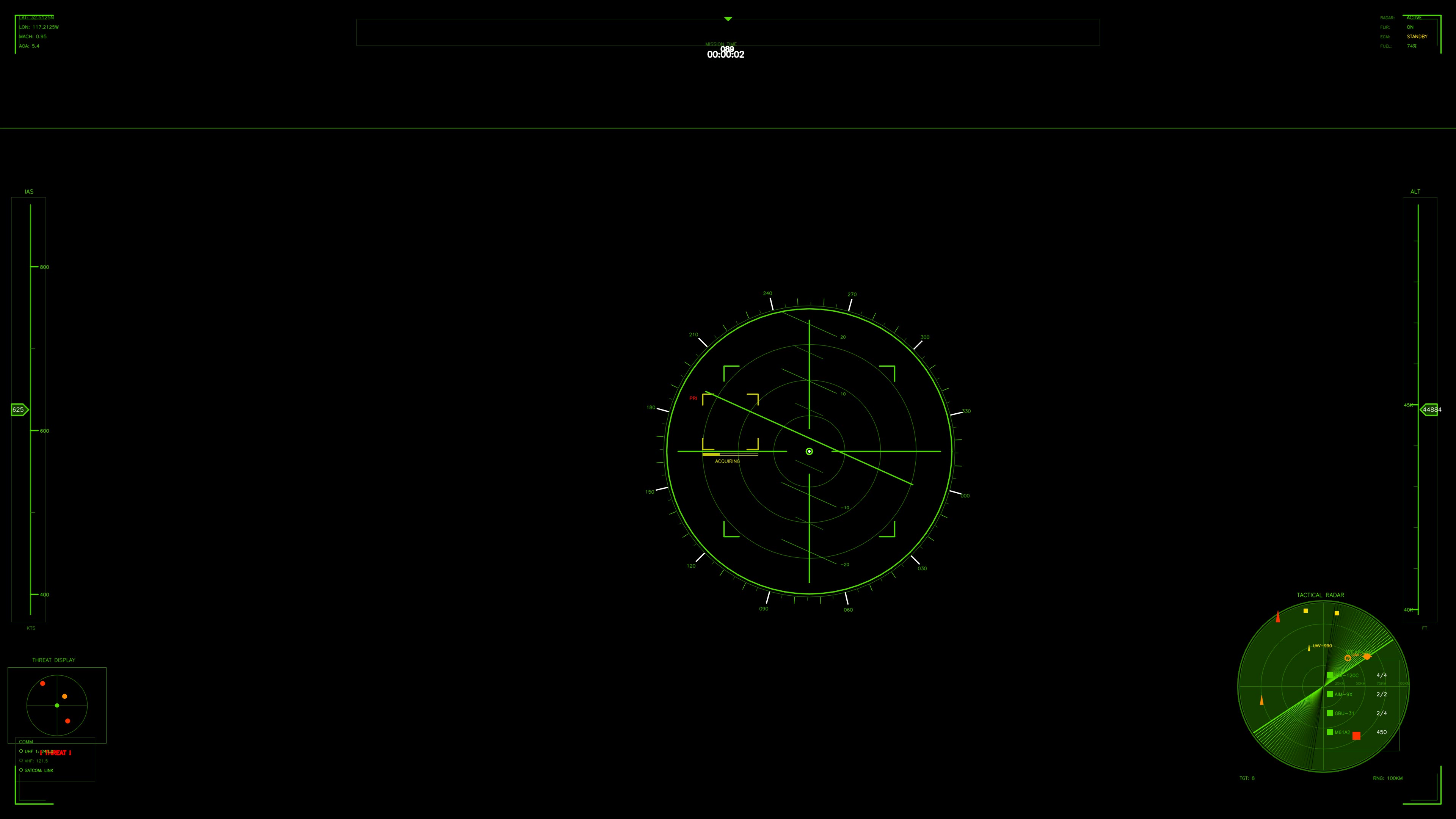 Military guidance user interface for war stock footage with HUD animation in science fiction context