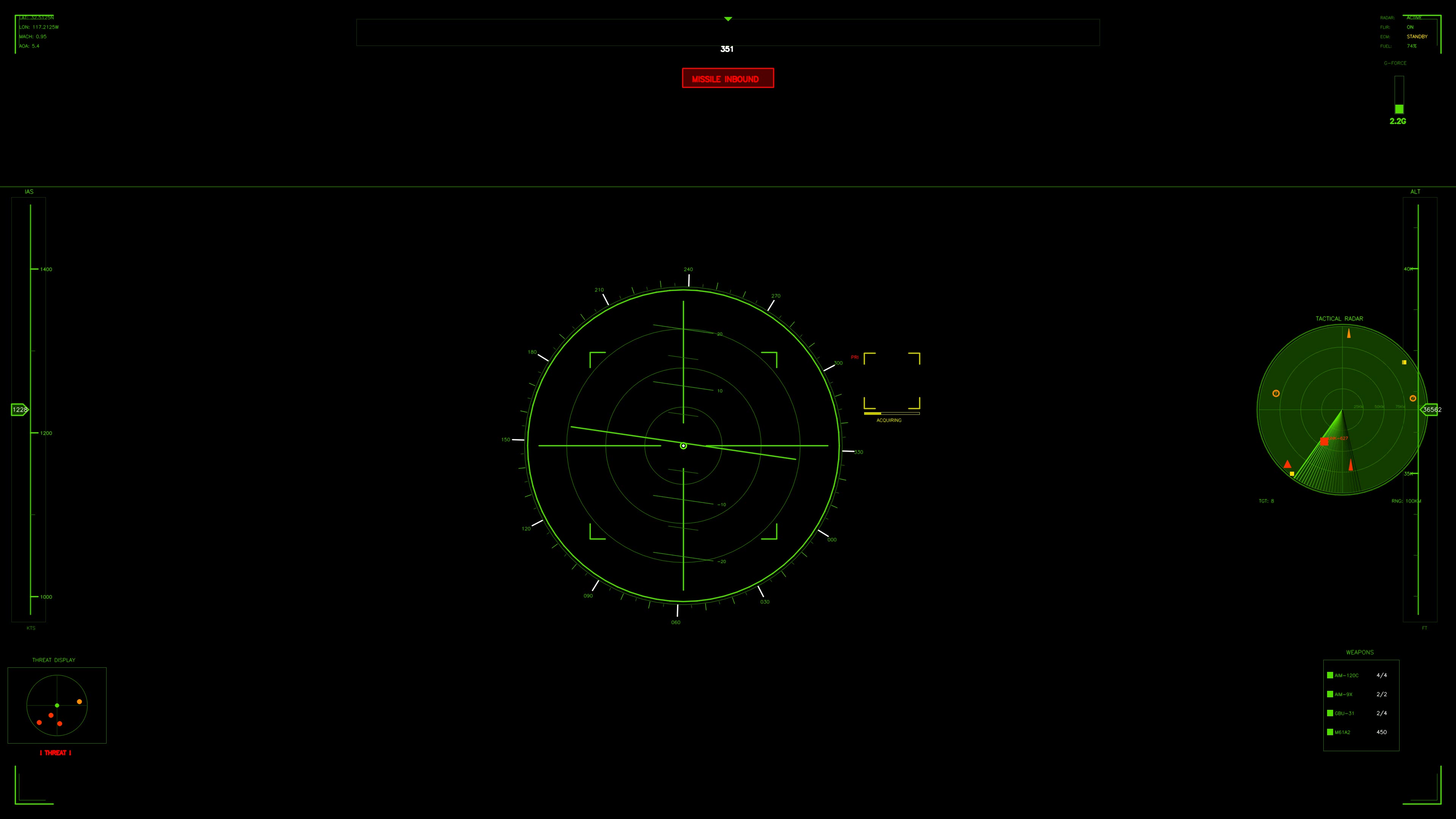 Military gui war stock footage hud animation suitable for science fiction productions in digital format with radar display and graphics