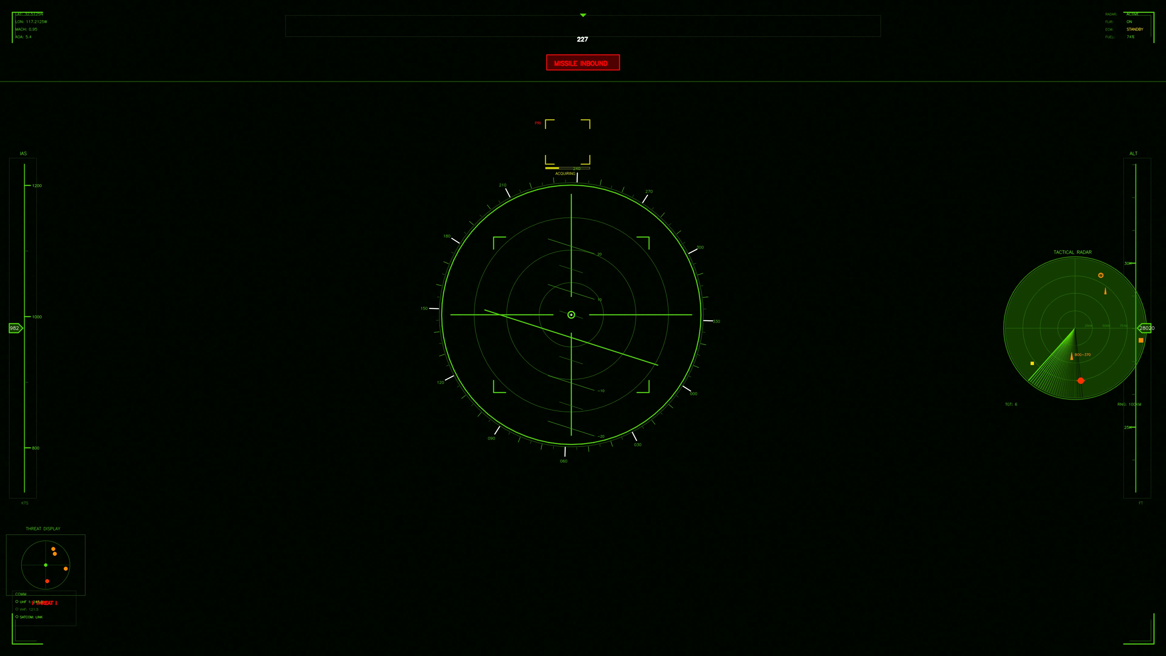 Military gui war stock footage features hud animation for science fiction production showing radar display and tracking targets