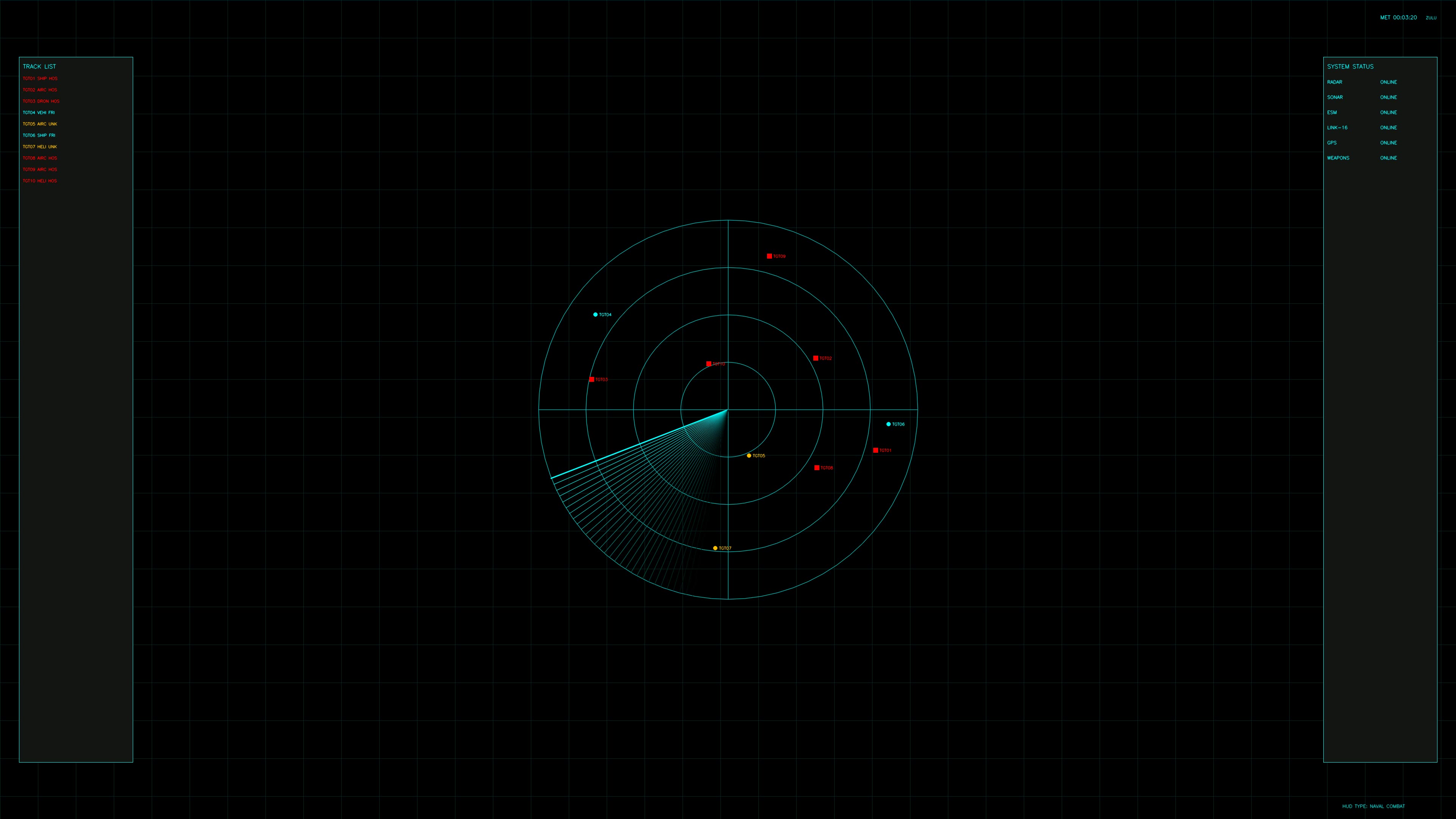 Military hud animation for video production featuring radar interface and data display in a science fiction setting