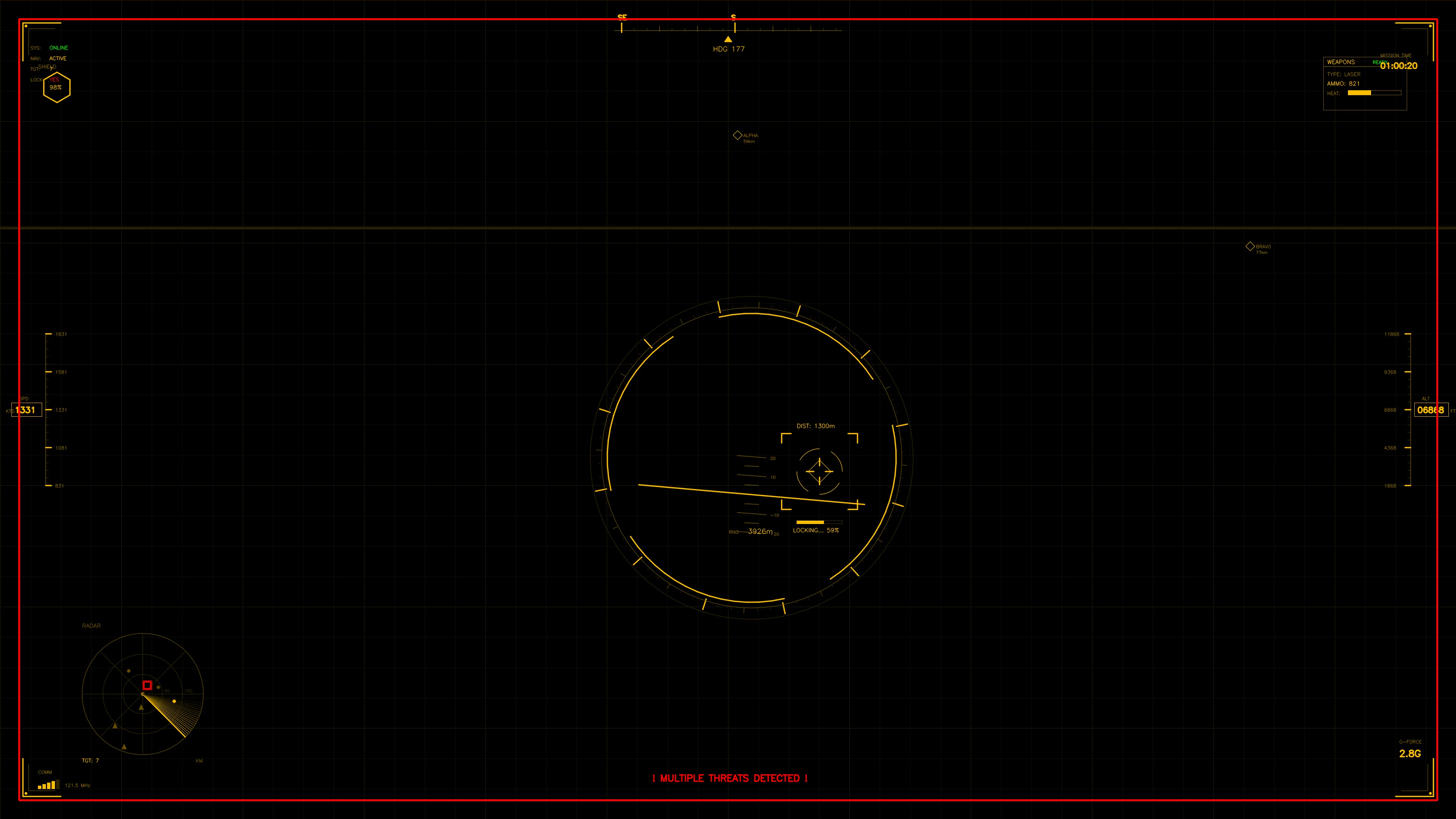 Military GUI war stock footage for science fiction production featuring HUD animation in a digital environment