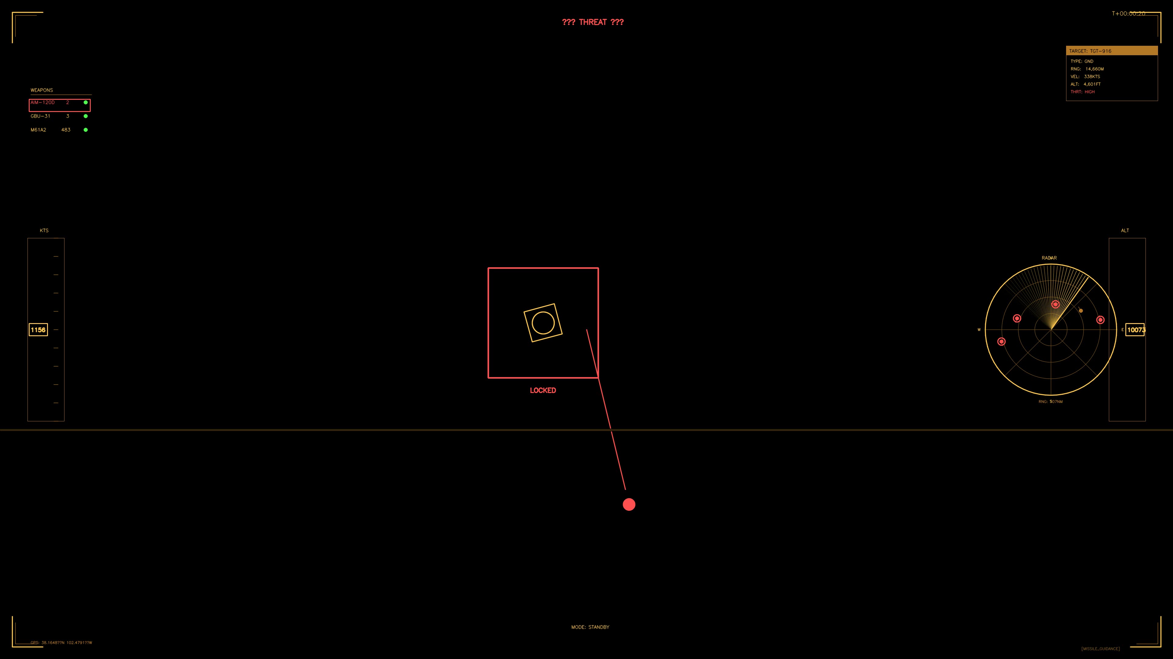 Military GUI war stock footage HUD animation for science fiction production showing target tracking and radar systems