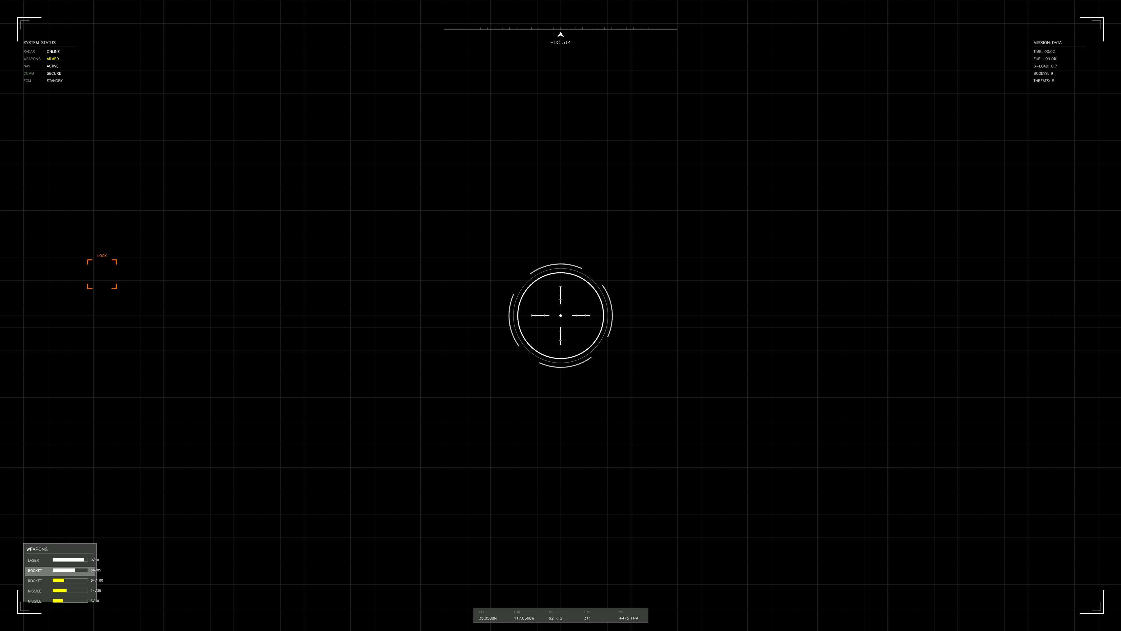 Military gui war stock footage with hud animation for science fiction production in a dark environment