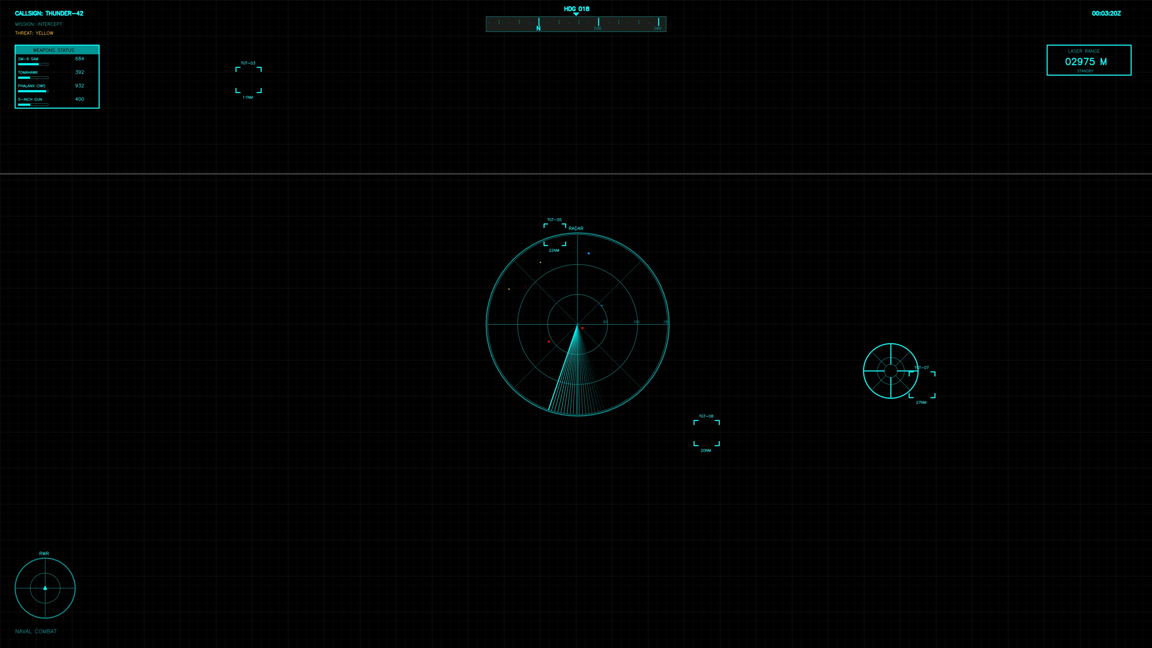 Military gui war stock footage hud animation for science fiction production showing radar scanning and target tracking in dark environment