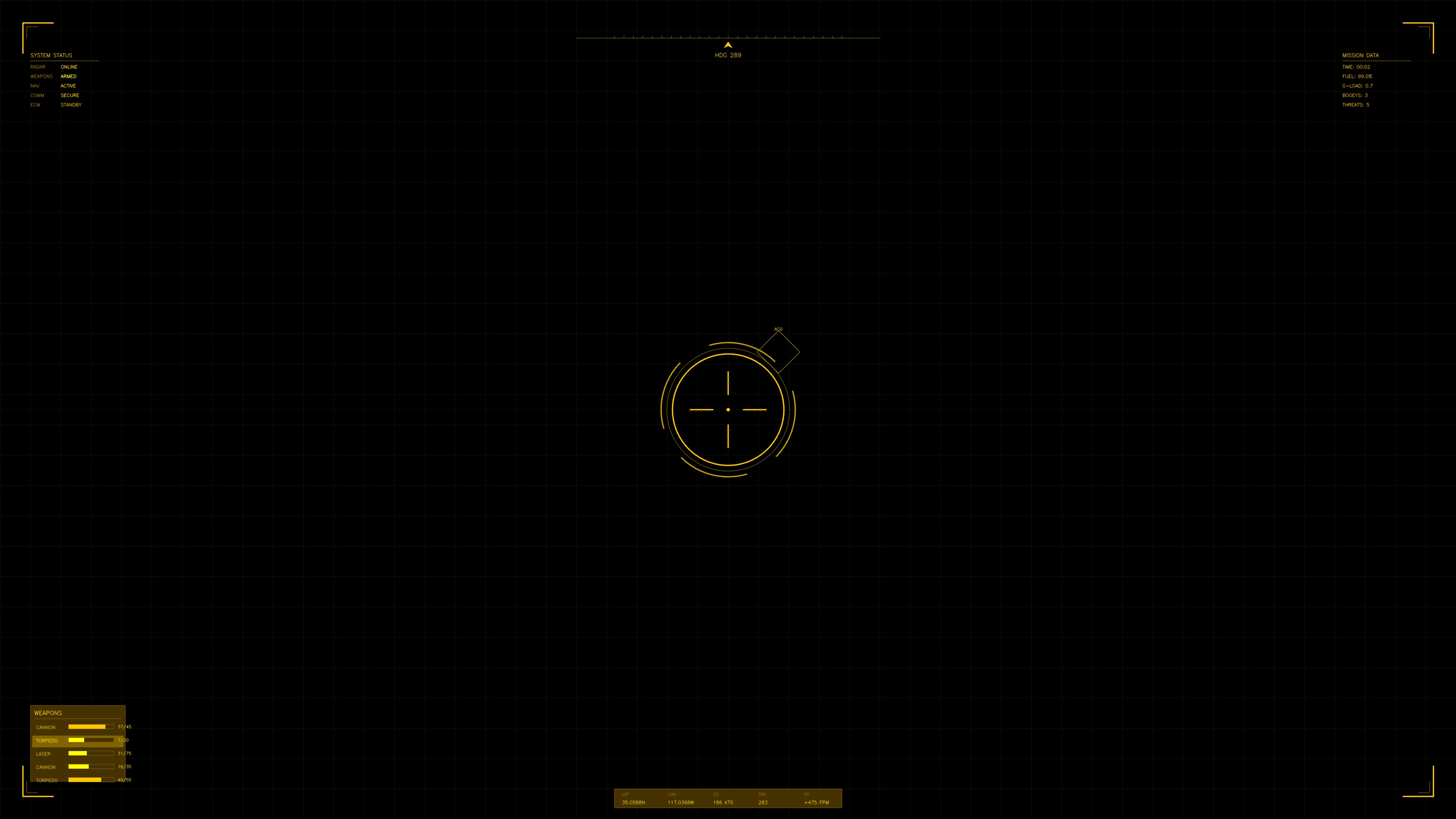 Military gui war stock footage hud animation for science fiction production with targeting display and interface elements in dark setting