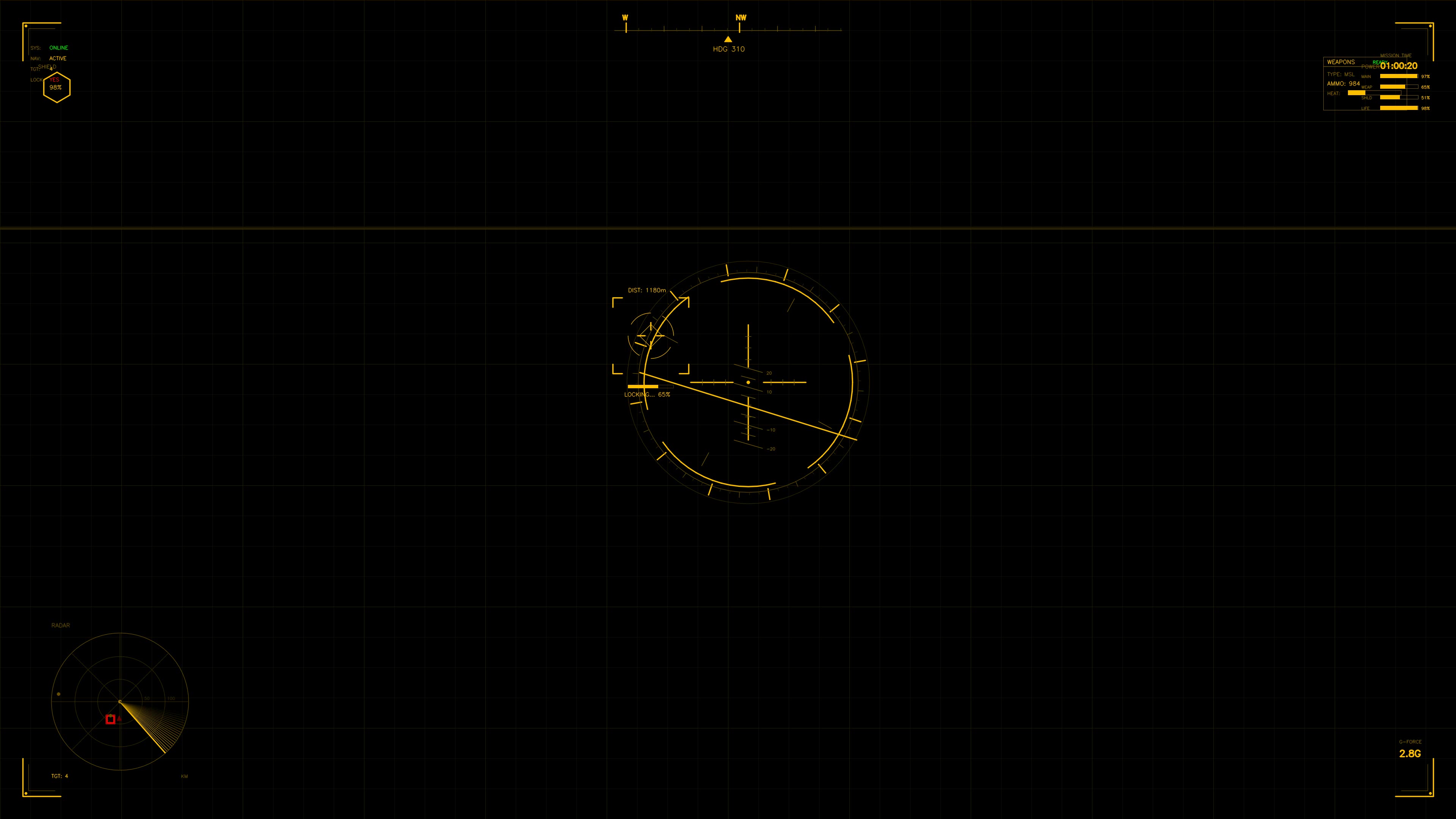 Military gui war stock footage hud animation for science fiction production with radar display and tracking elements