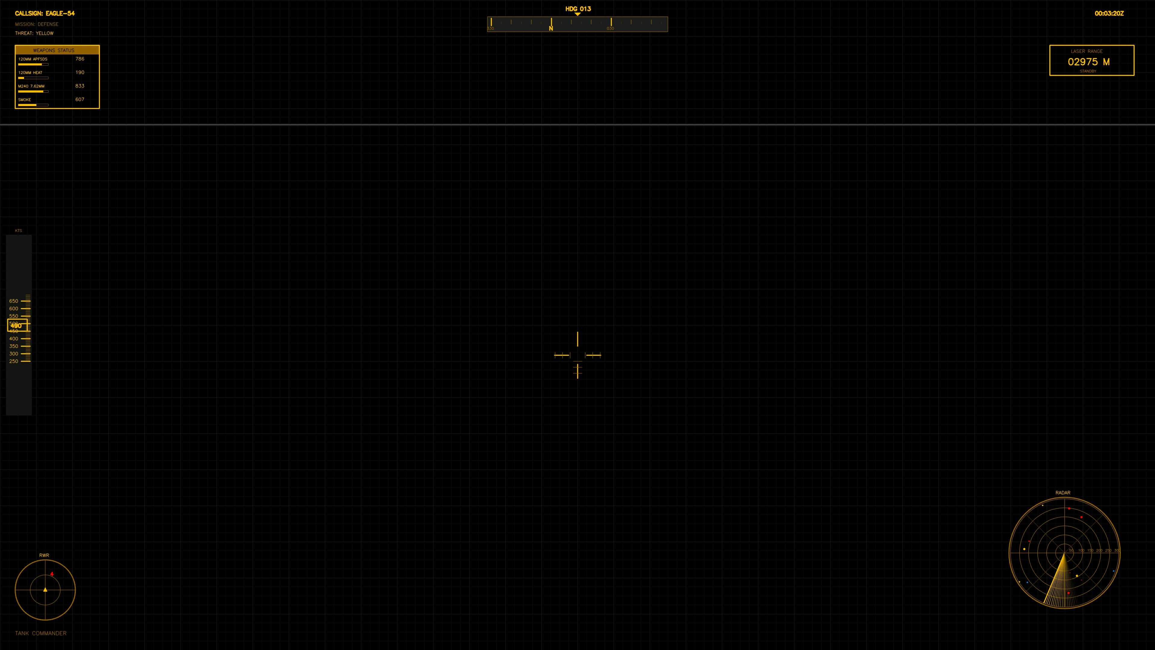 Military HUD animation for science fiction production with war graphics in dark interface