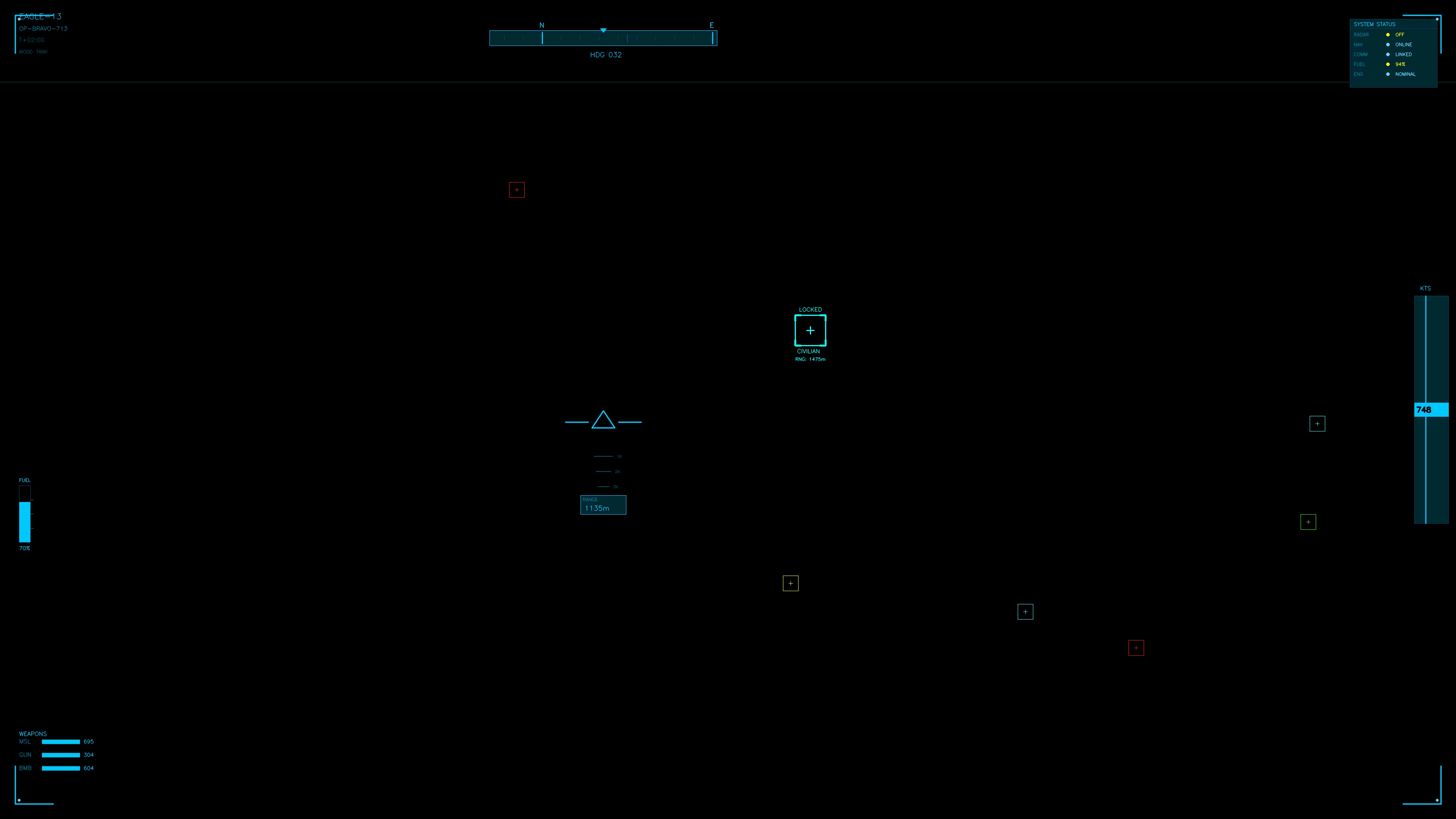 Military GUI war stock footage for science fiction production featuring HUD animation with various symbols and data display