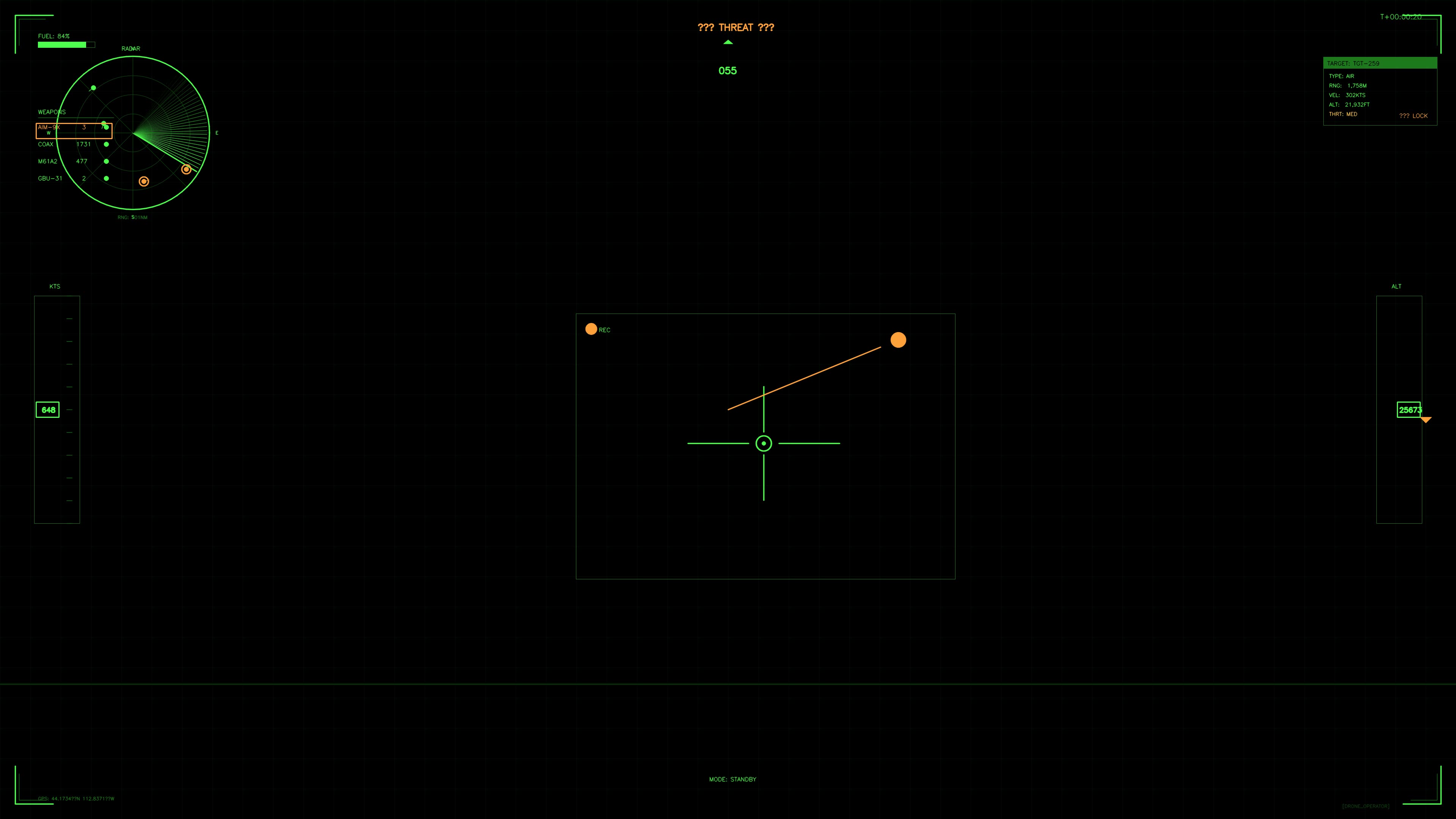 Military GUI war stock footage HUD animation used for science fiction production in a dark simulated environment