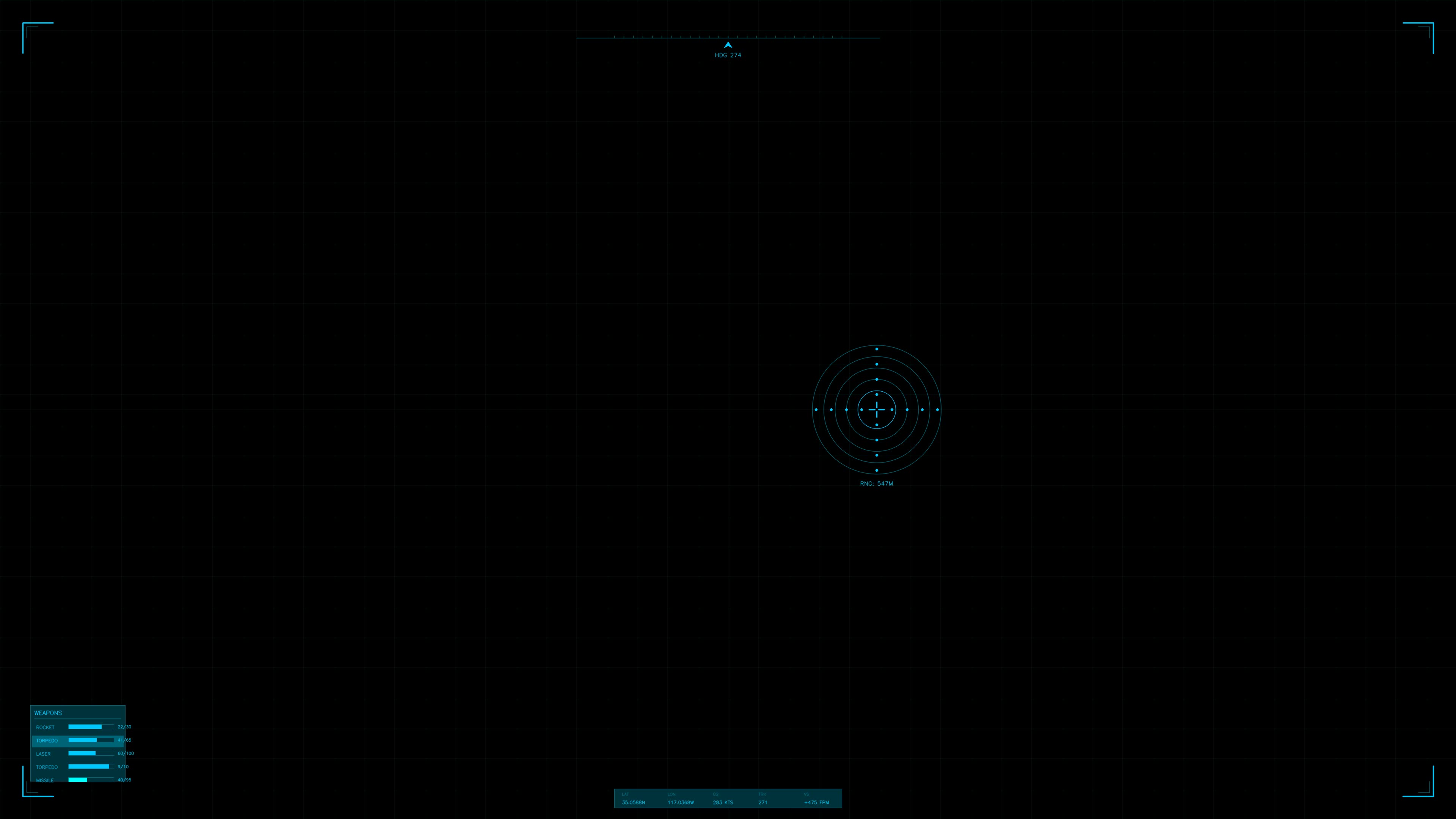 Military gui war stock footage hud animation for science fiction production in a dark setting