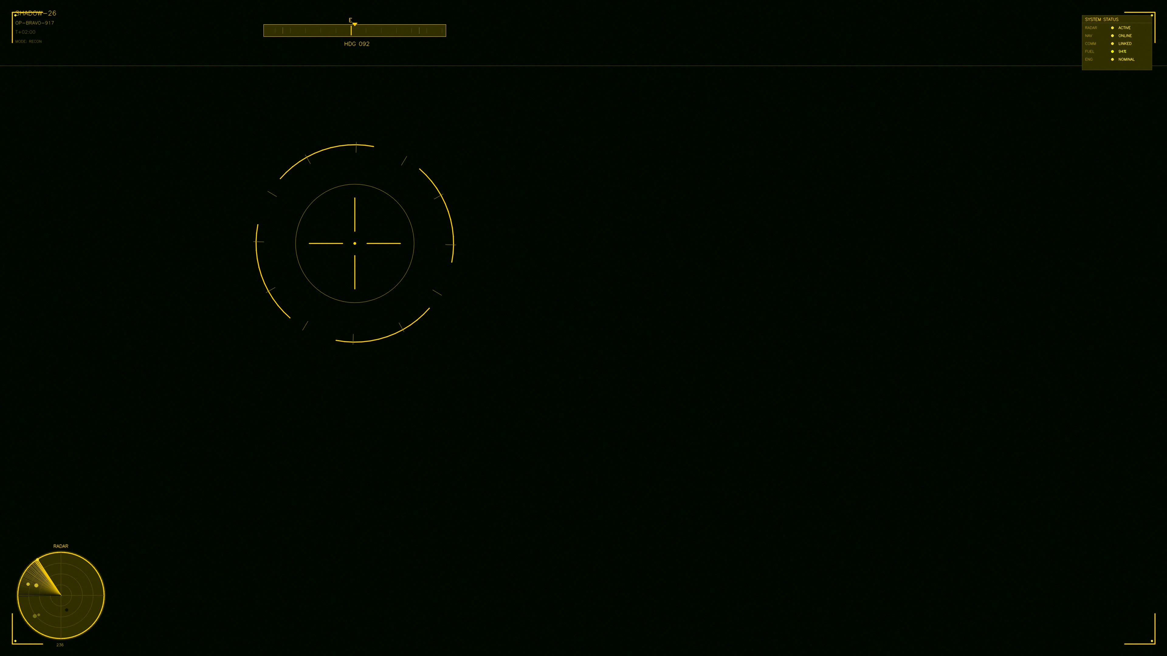 Military GUI war stock footage for science fiction production with HUD animation in a dark setting