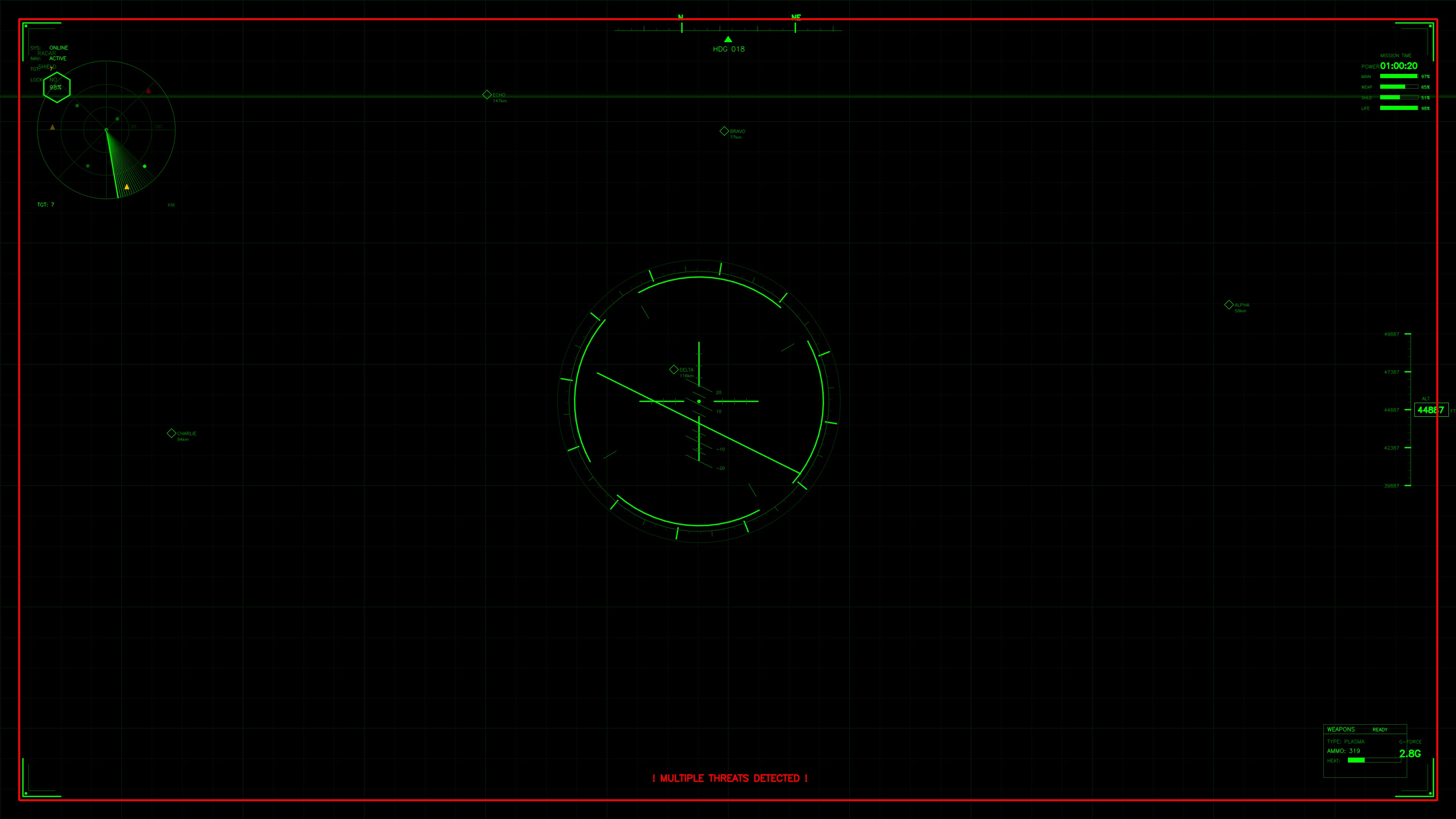 Military gui war stock footage hud animation for science fiction production featuring radar display and tracking system in dark setting