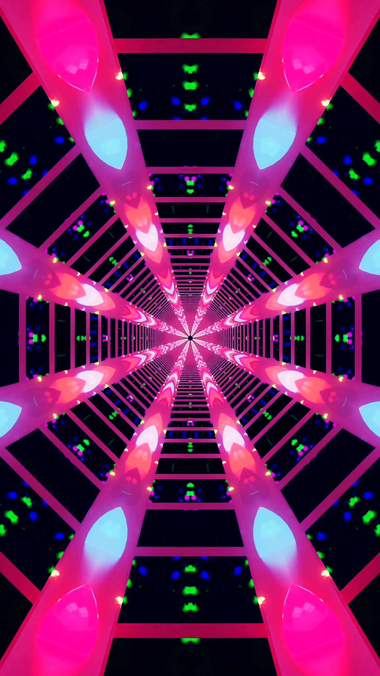 Explore the colorful tunnel of lights with seamless looping visual effects perfect for any screensaver setup