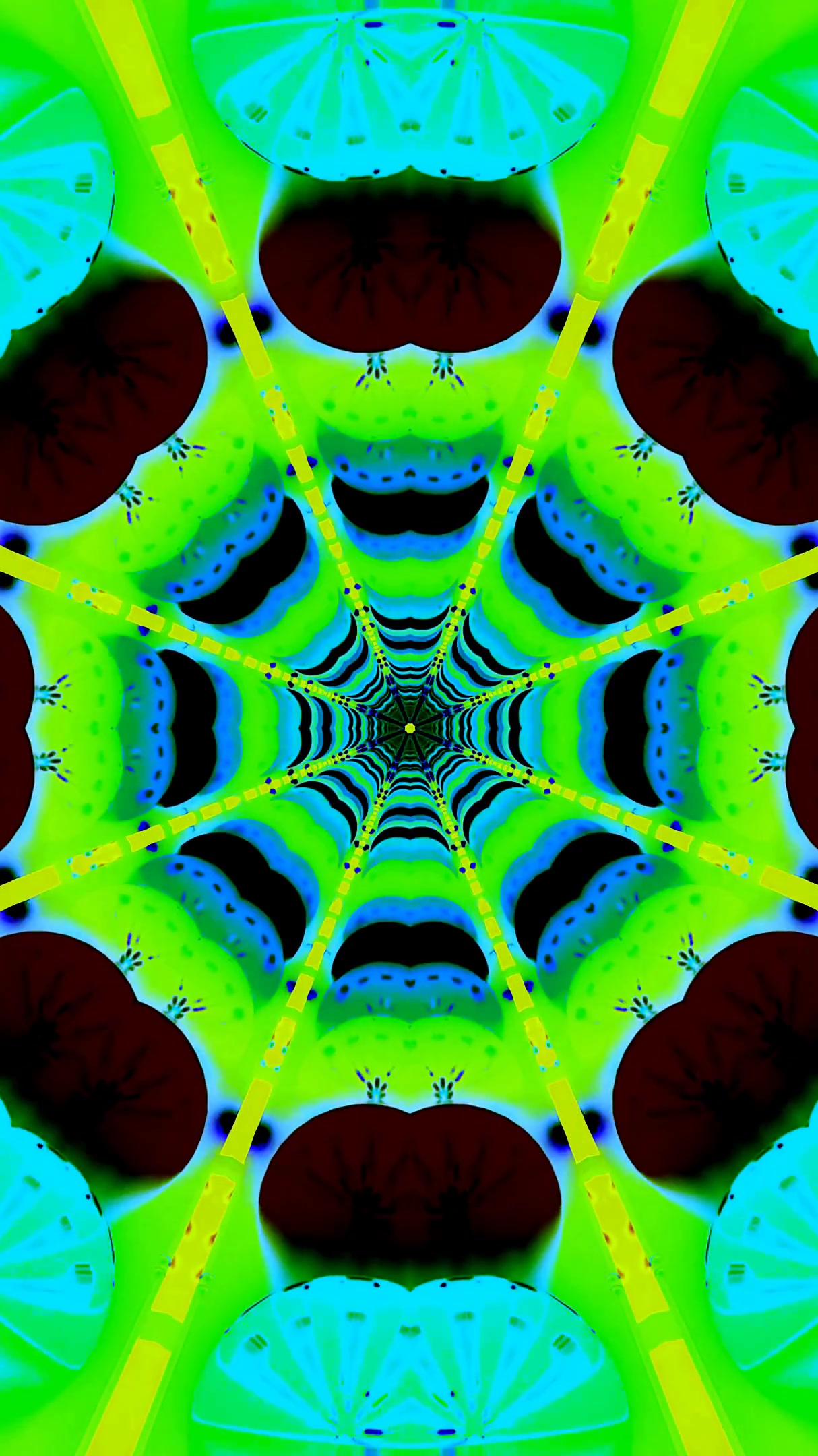 Vibrant tunnel video loop screensaver with colorful patterns and textures for relaxation and visual stimulation