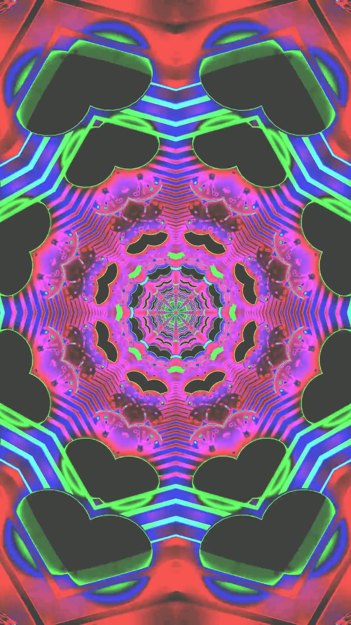 Seamless tunnel vj loop screensaver with vibrant patterns and col