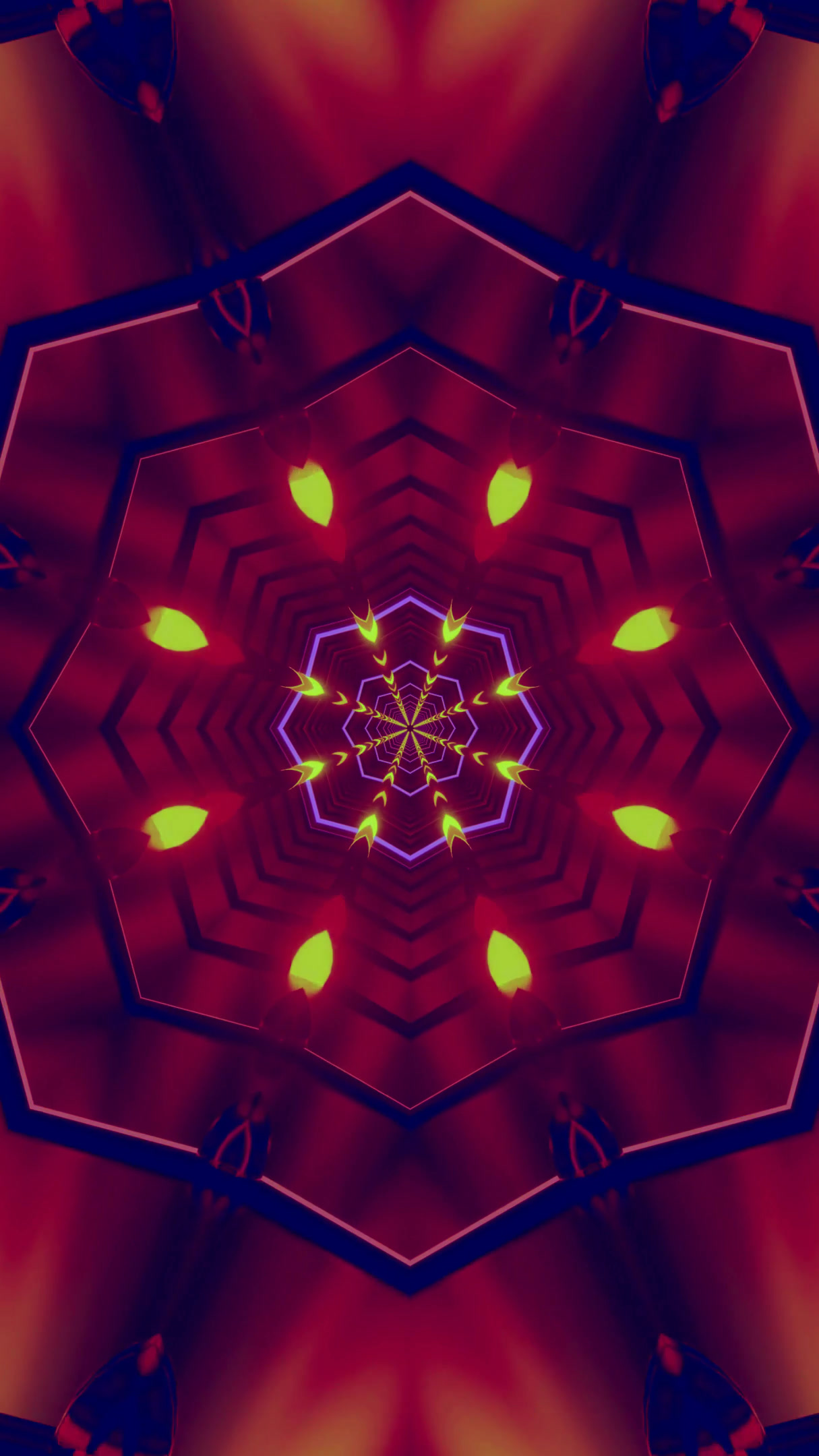 Mesmerizing tunnel video loop with vivid colors and geometric pat