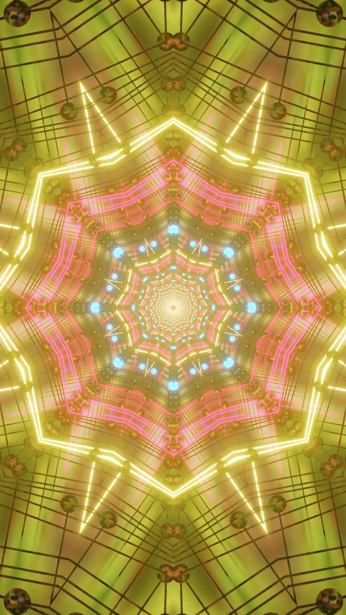 Colorful tunnel video loop with dynamic patterns and vibrant lights creating a mesmerizing display for relaxation or entertainment