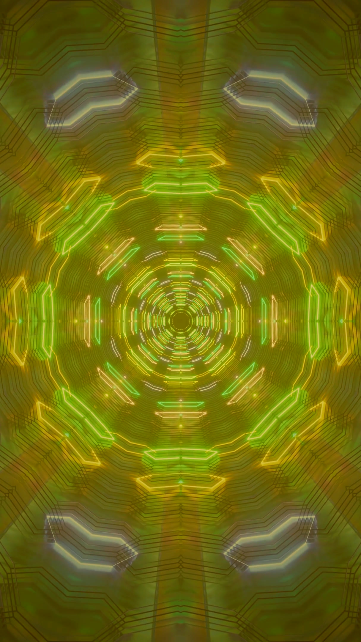 Endless tunnel vj loop screensaver with bright colorful lights in a seamless design