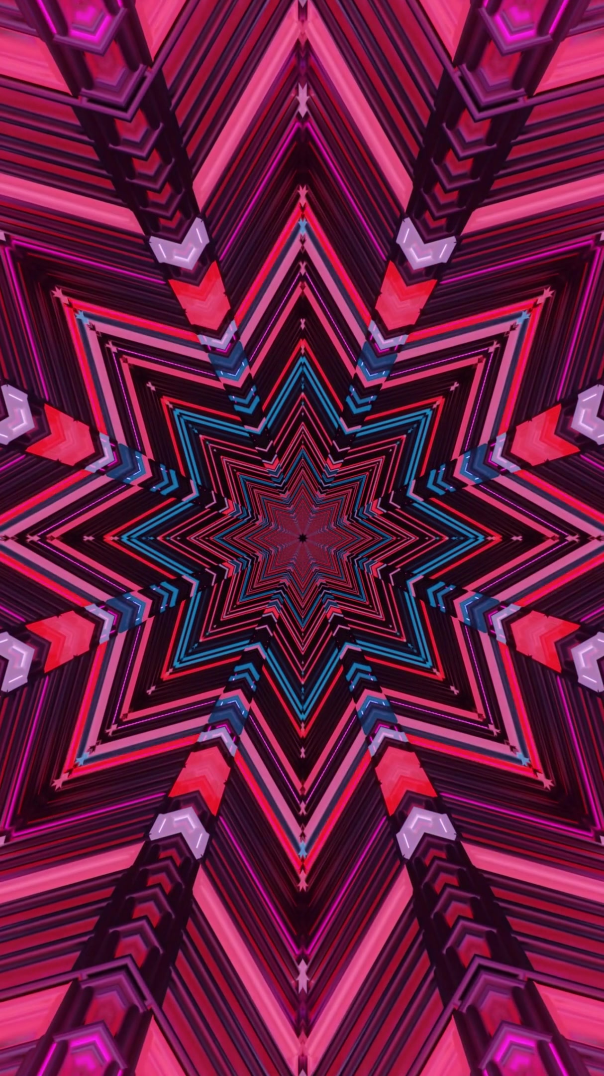 Colorful tunnel video loop displaying vibrant lines forming a seamless geometric pattern