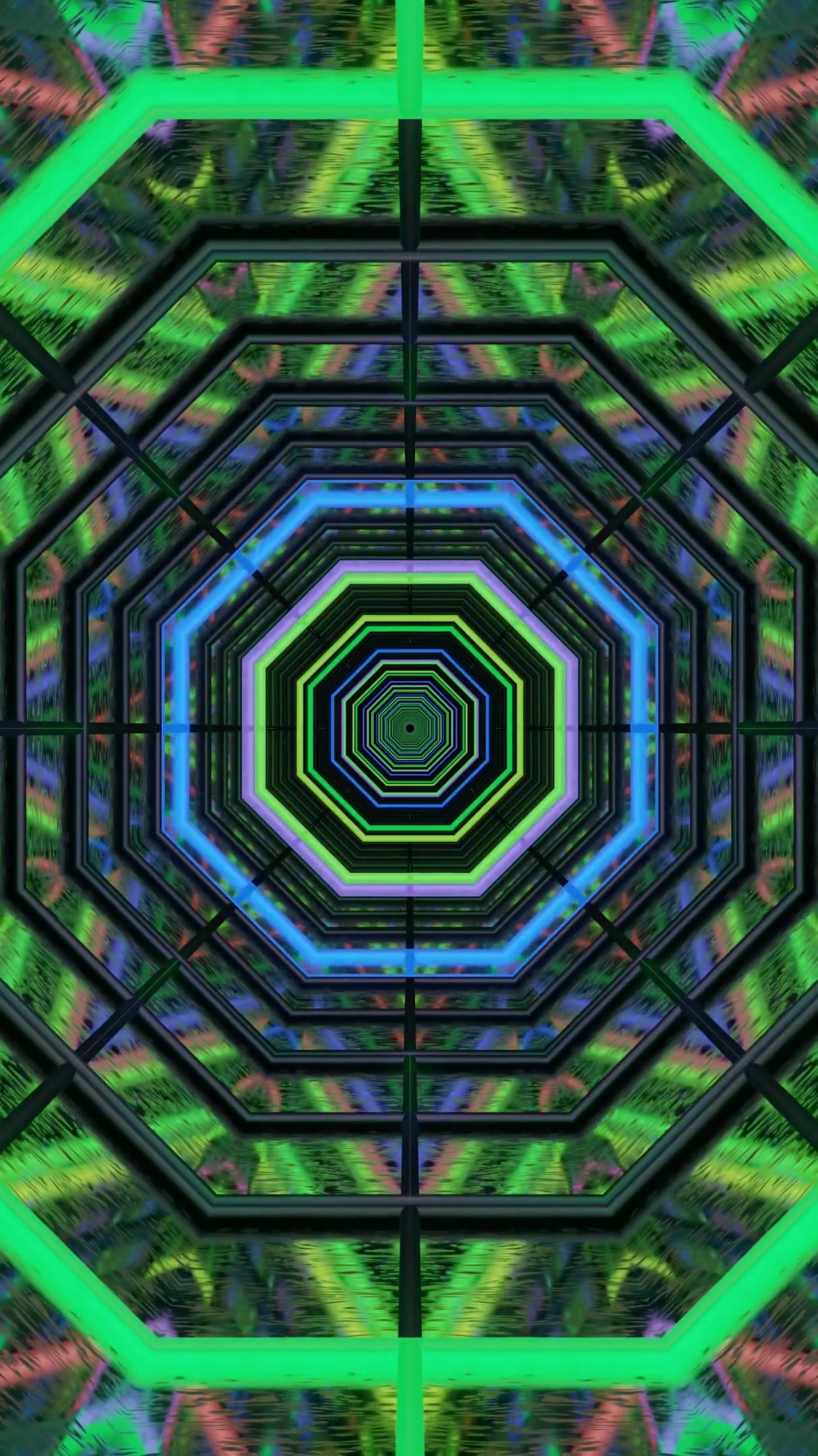 Tunnel video loop presenting vibrant colors and geometric patterns for a captivating visual experience in motion design