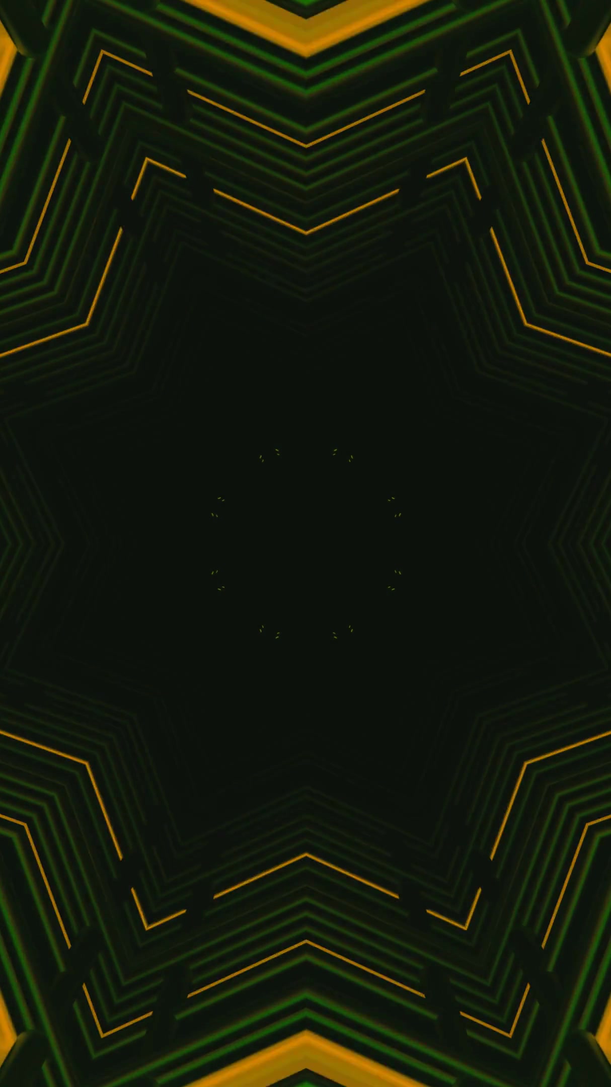 Seamless tunnel video vj loop with geometric patterns in vibrant green tones