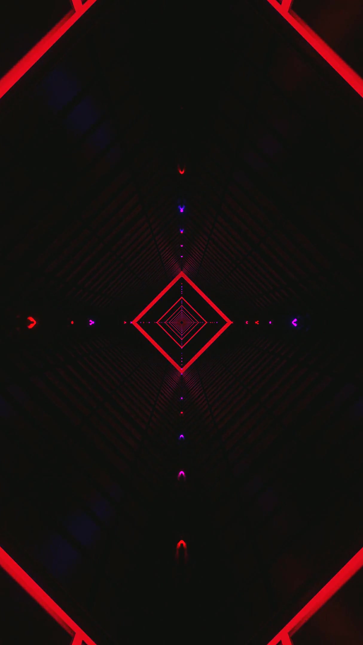 Dynamic tunnel video loop with red geometric patterns for visual