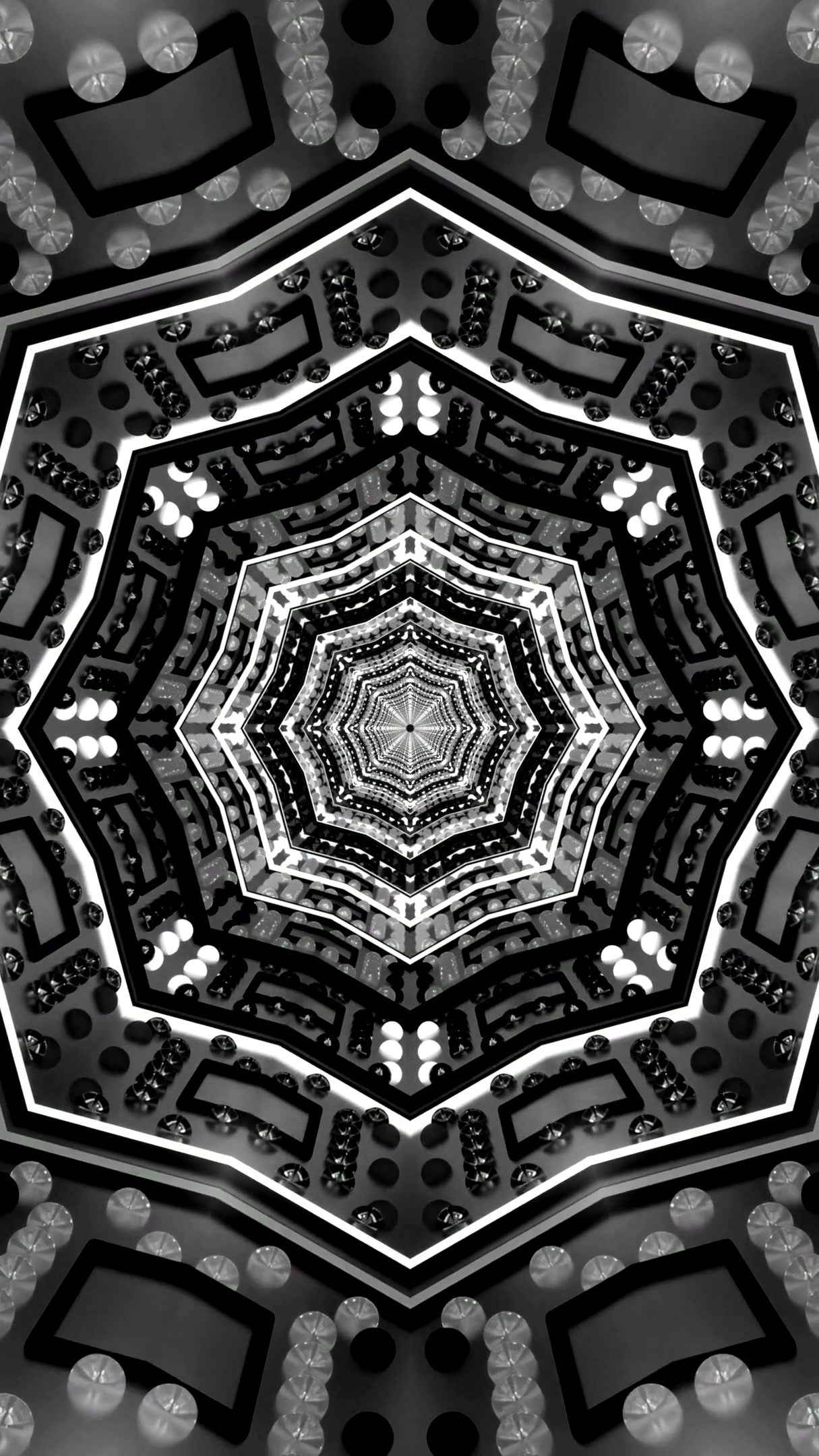 Visual journey through a seamless tunnel loop with abstract shapes and patterns