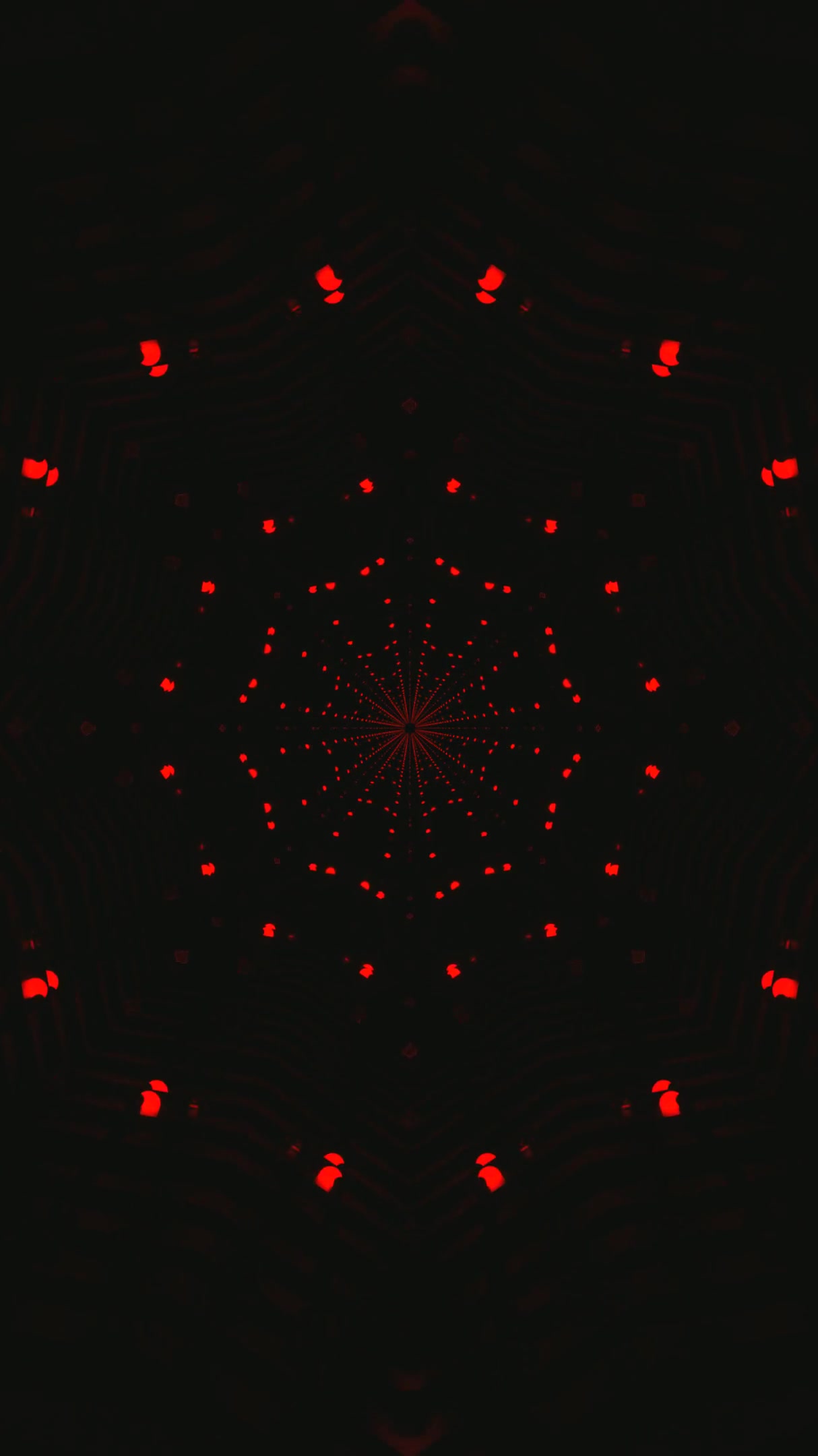 Colorful tunnel video loop with dynamic red lights creating seamless patterns for visual enjoyment and relaxation