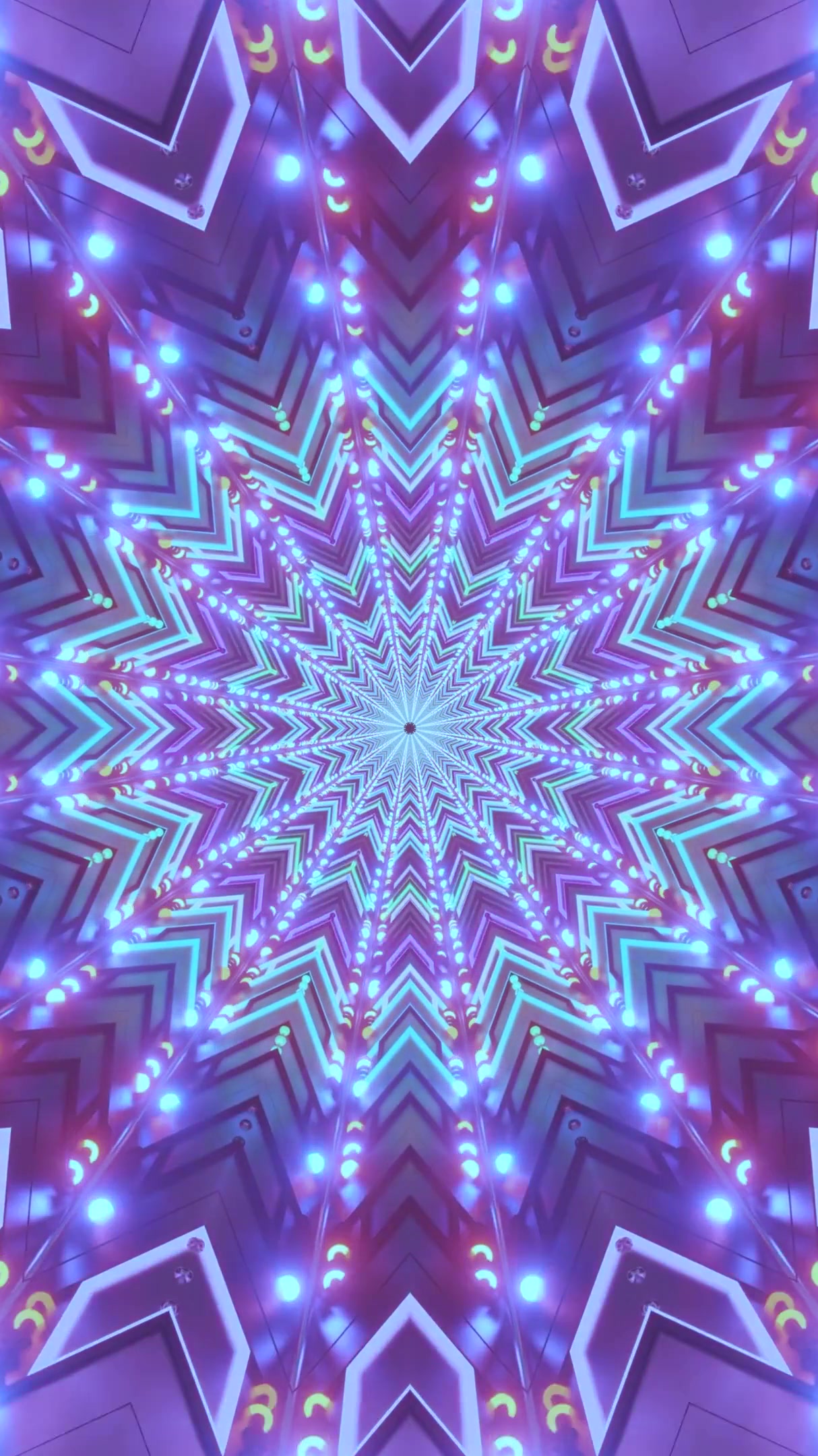 Colorful tunnel video loop with vibrant lights and patterns creat
