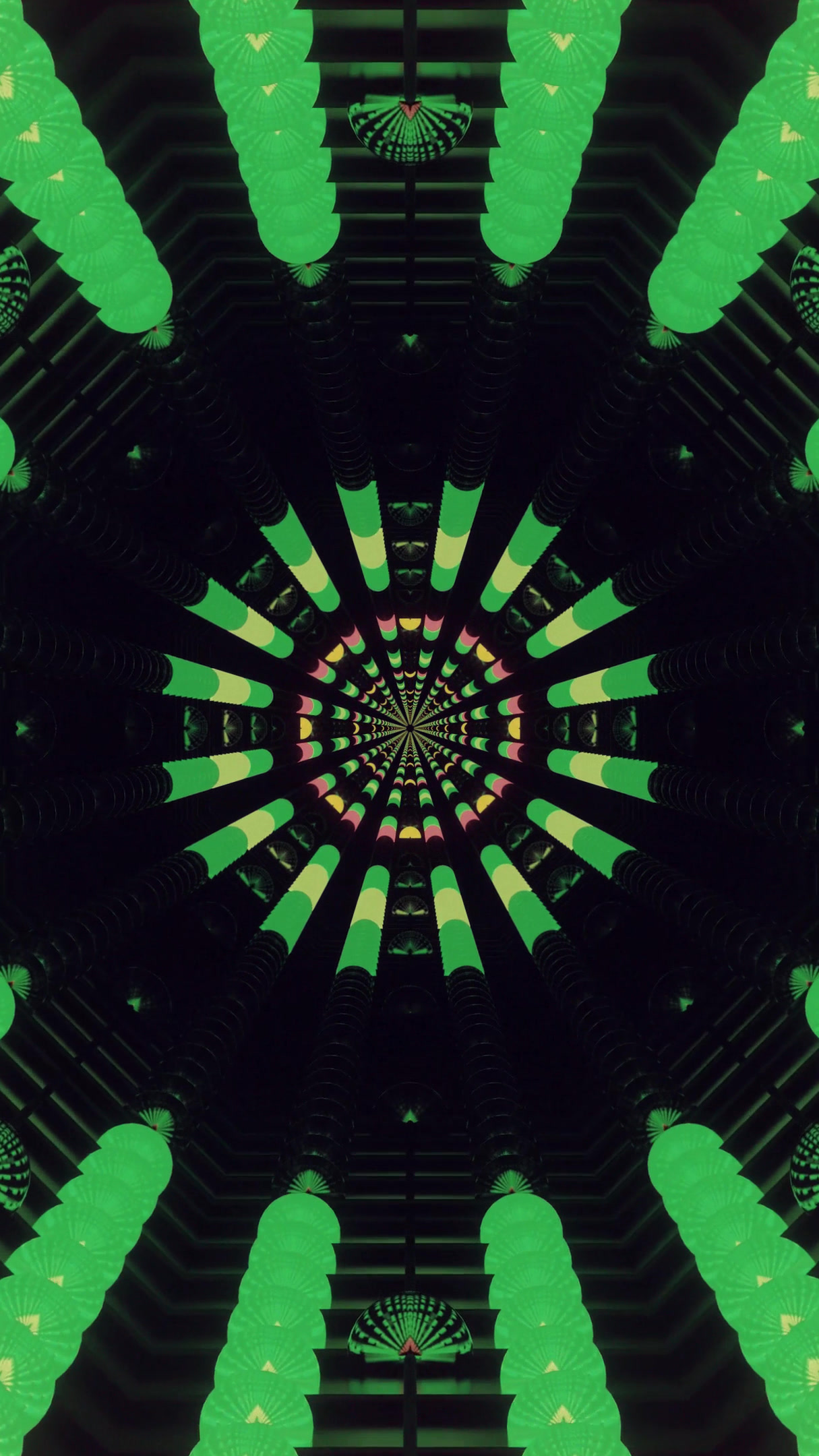 Vibrant tunnel video loop screensaver featuring colorful geometri