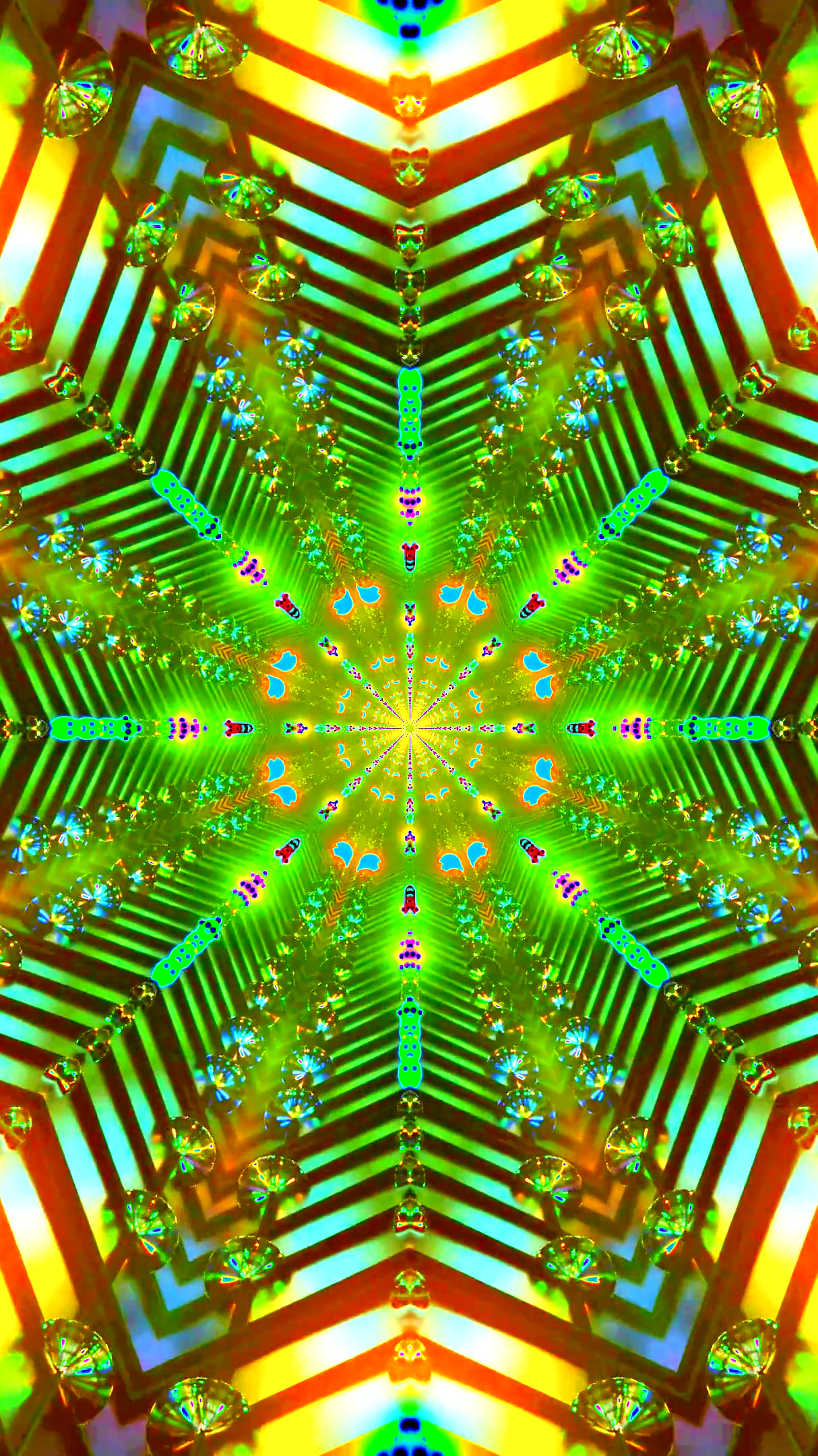 Colorful tunnel video loop creating a seamless experience of vibrant patterns and visual motion over time