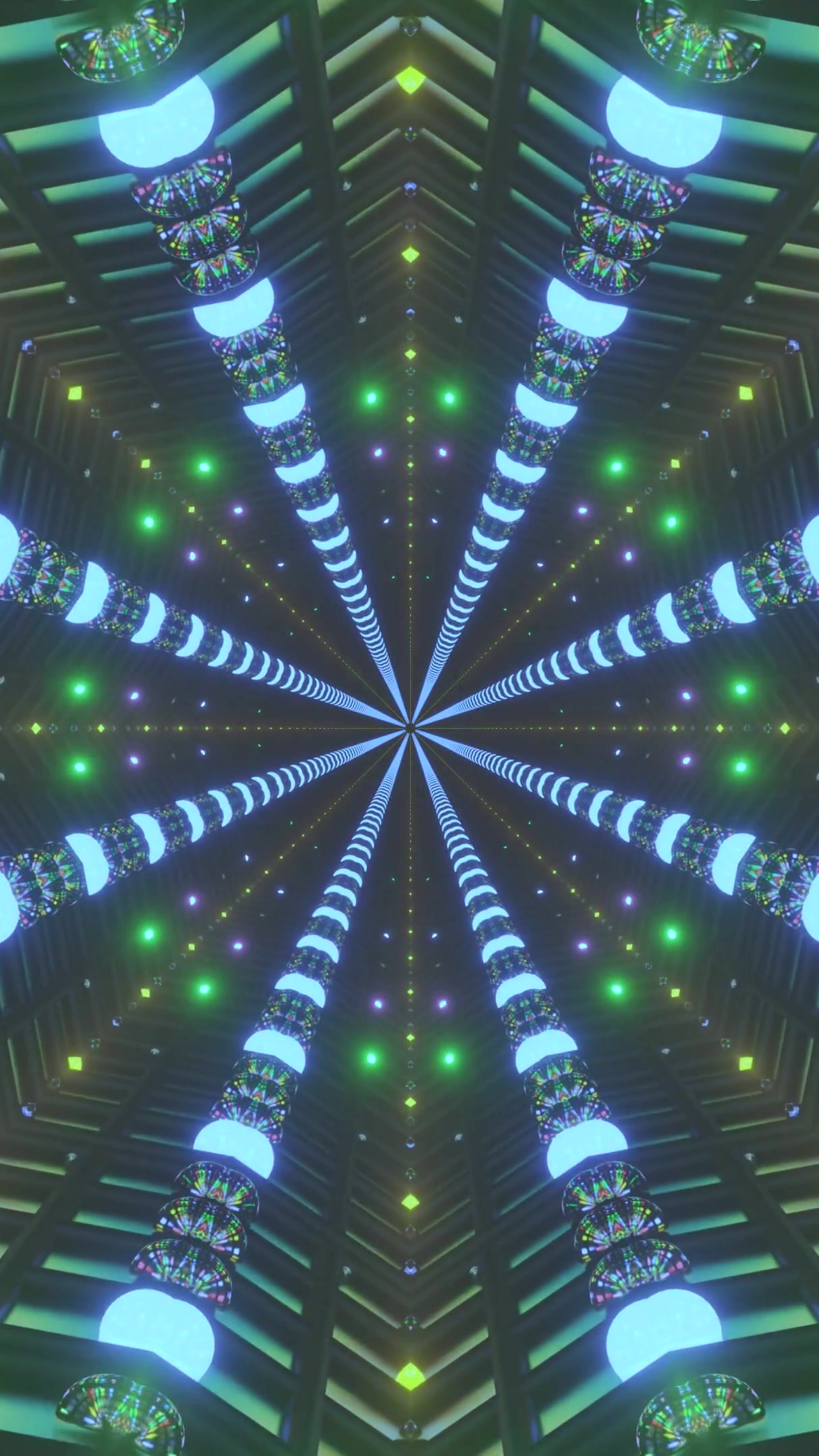 Seamless tunnel video loop with colorful lights creating a mesmerizing visual experience