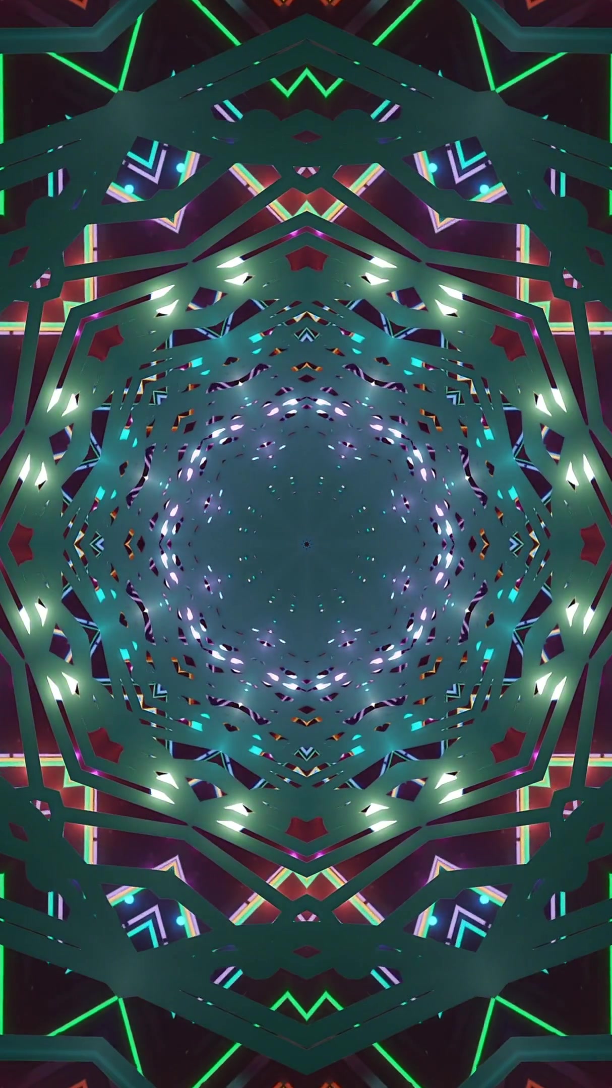 Seamless tunnel video loop with vibrant colors and geometric patterns for immersive visual experience